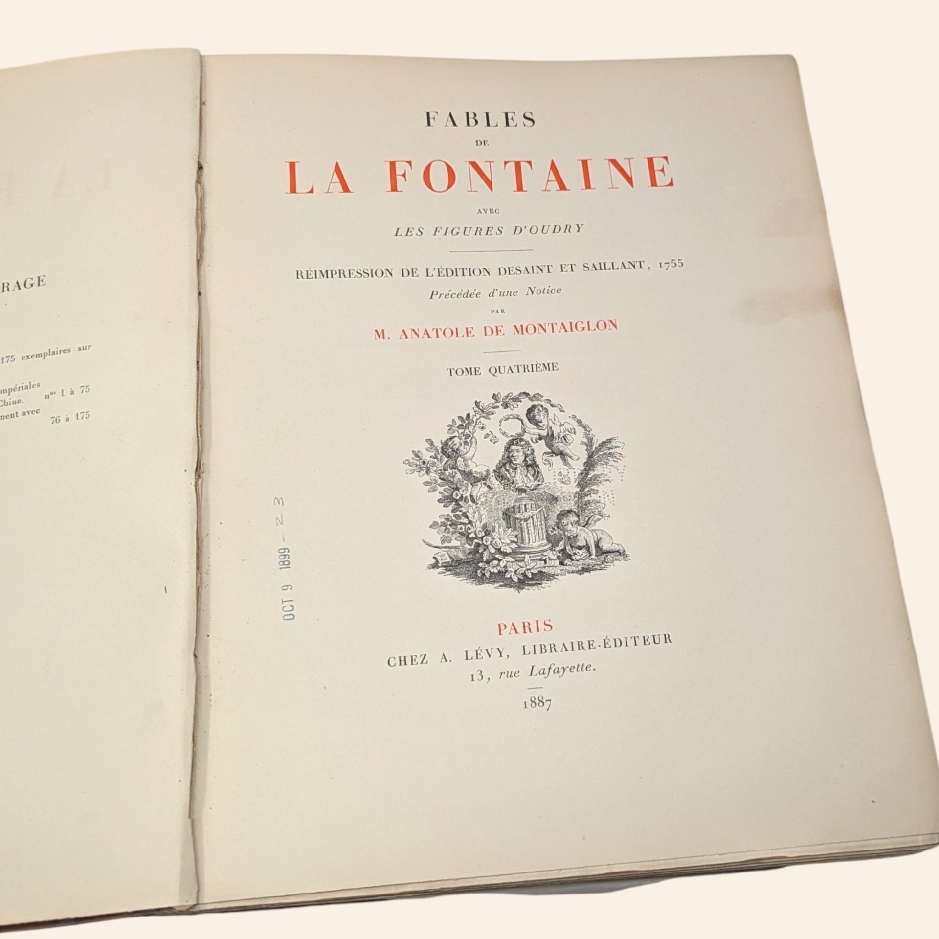 1887 Fables de La Fontaine Tome Quatrieme Antique French Book