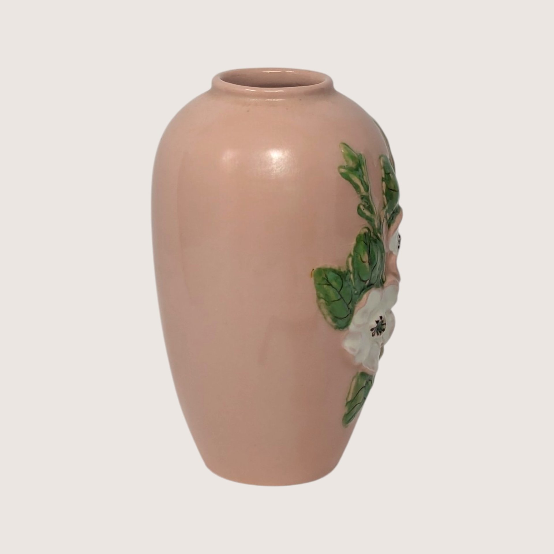 Vintage Hull Pottery Pink Floral Wildflower Art Pottery Vase