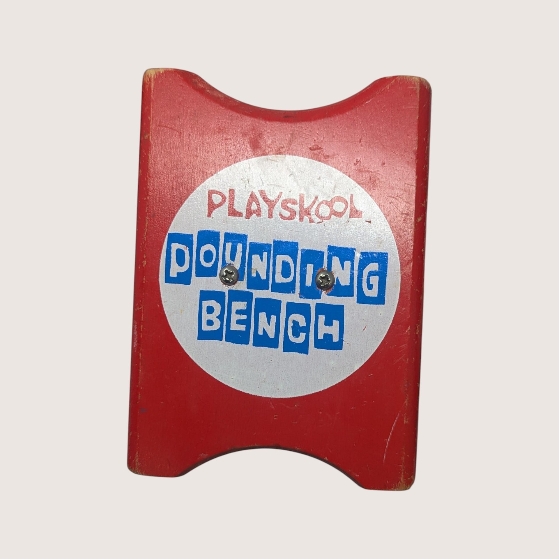 Vintage Playskool Wooden Pounding Bench Toy With Hammer
