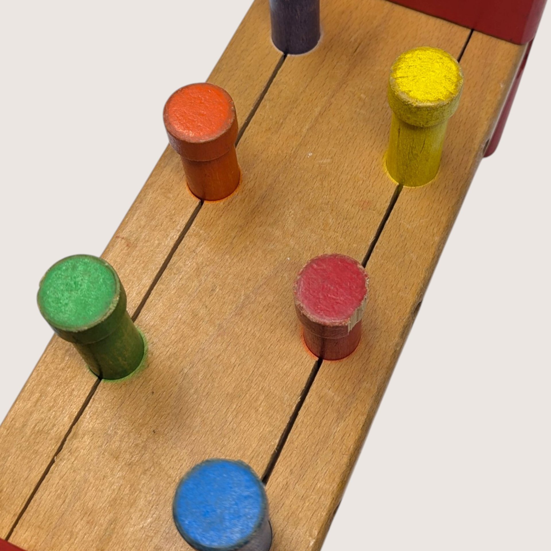 Vintage Playskool Wooden Pounding Bench Toy With Hammer