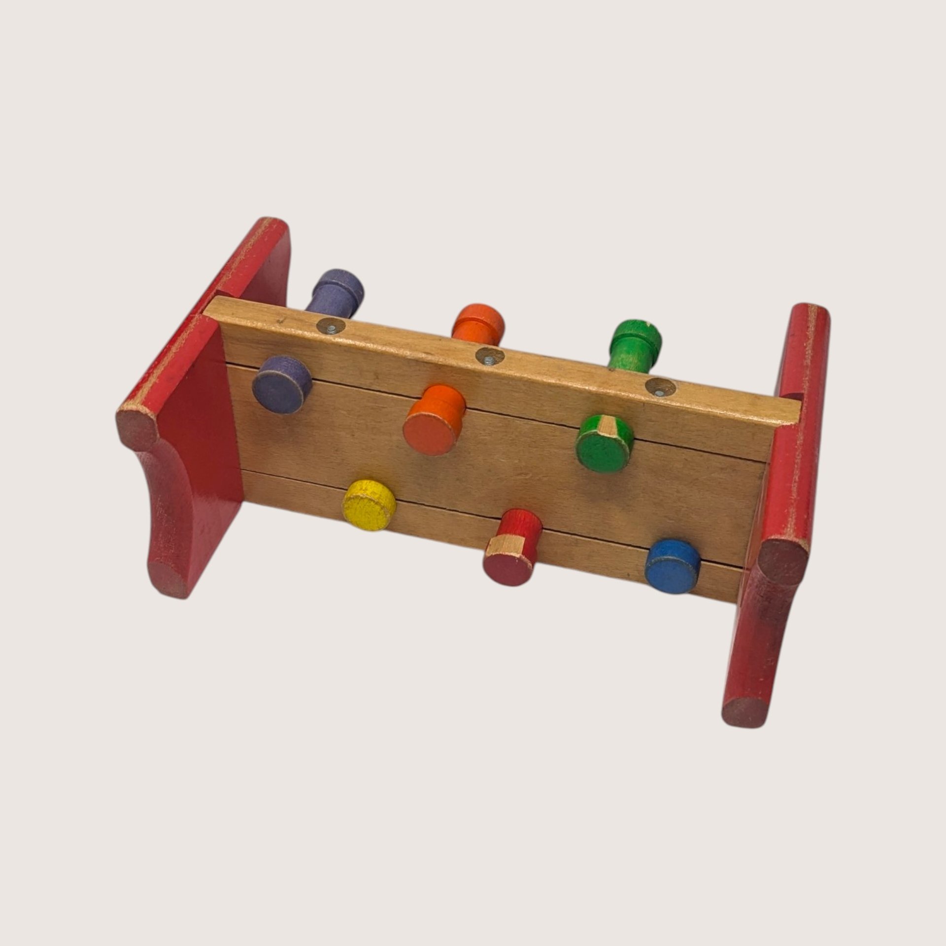 Vintage Playskool Wooden Pounding Bench Toy With Hammer