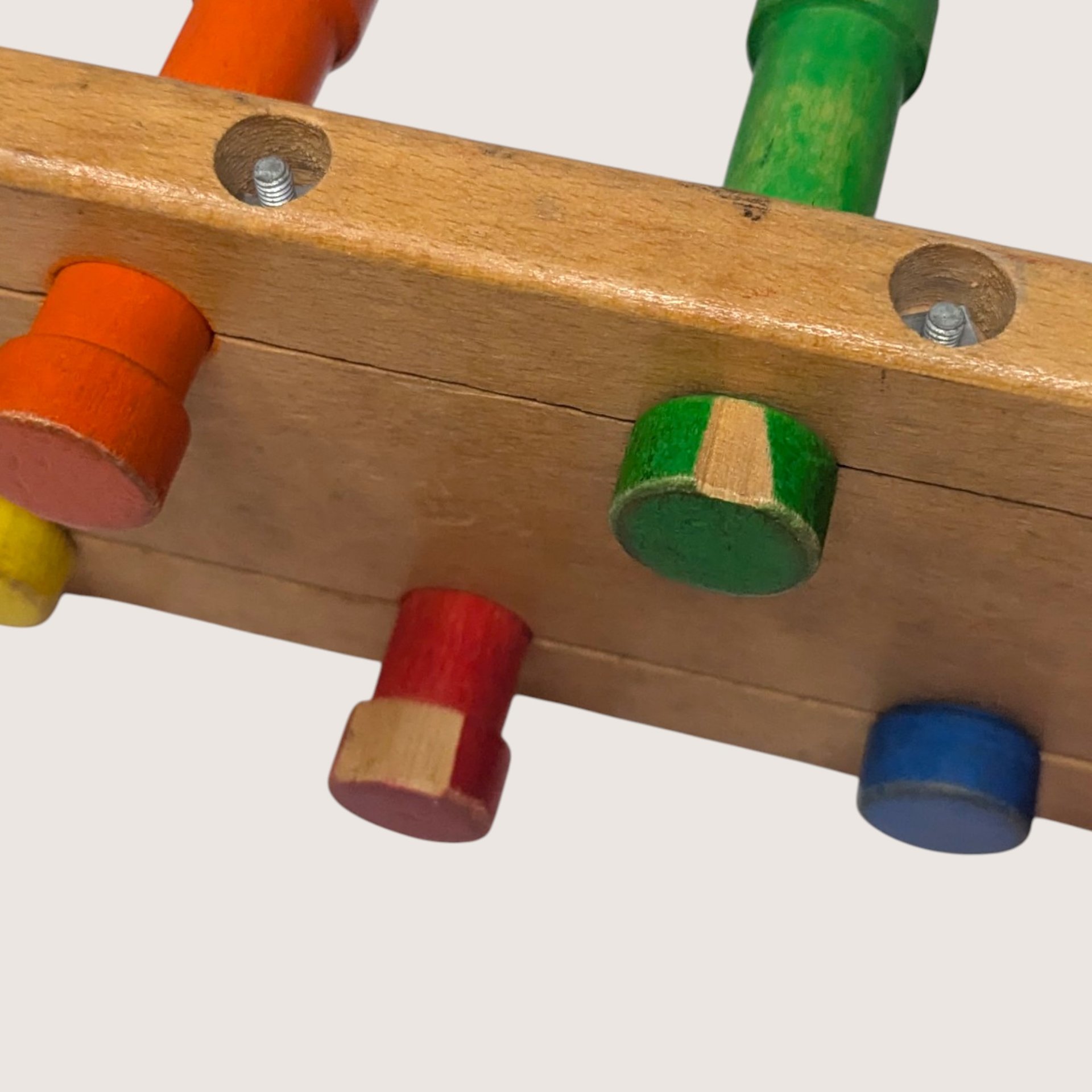Vintage Playskool Wooden Pounding Bench Toy With Hammer