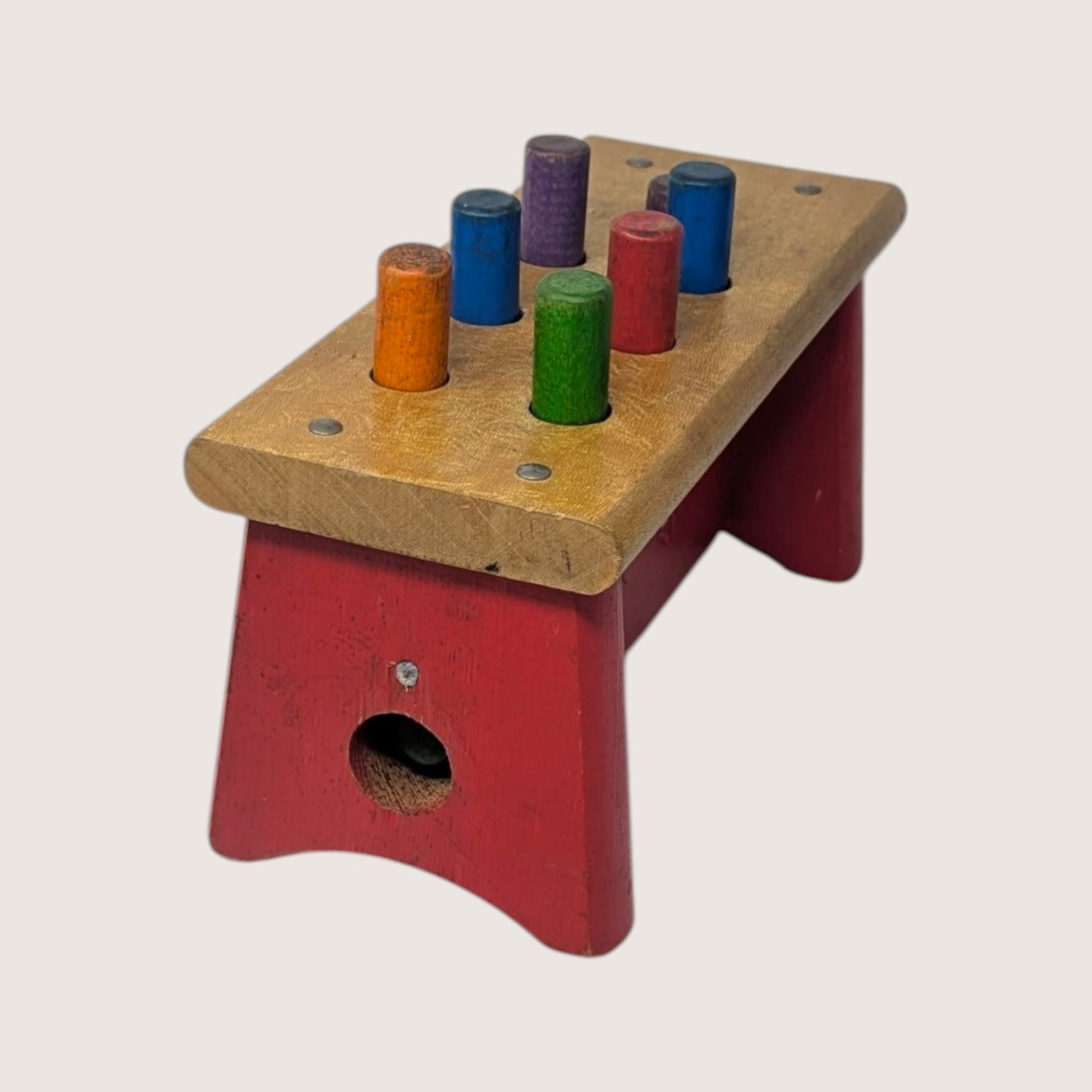 Vintage Playskool Wooden Pounding Bench With Mallet
