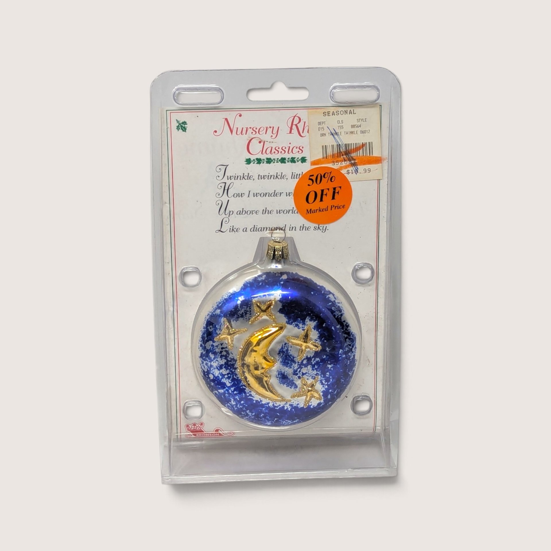 Vintage Bronson Nursery Rhyme Classics Glass Christmas Ornament