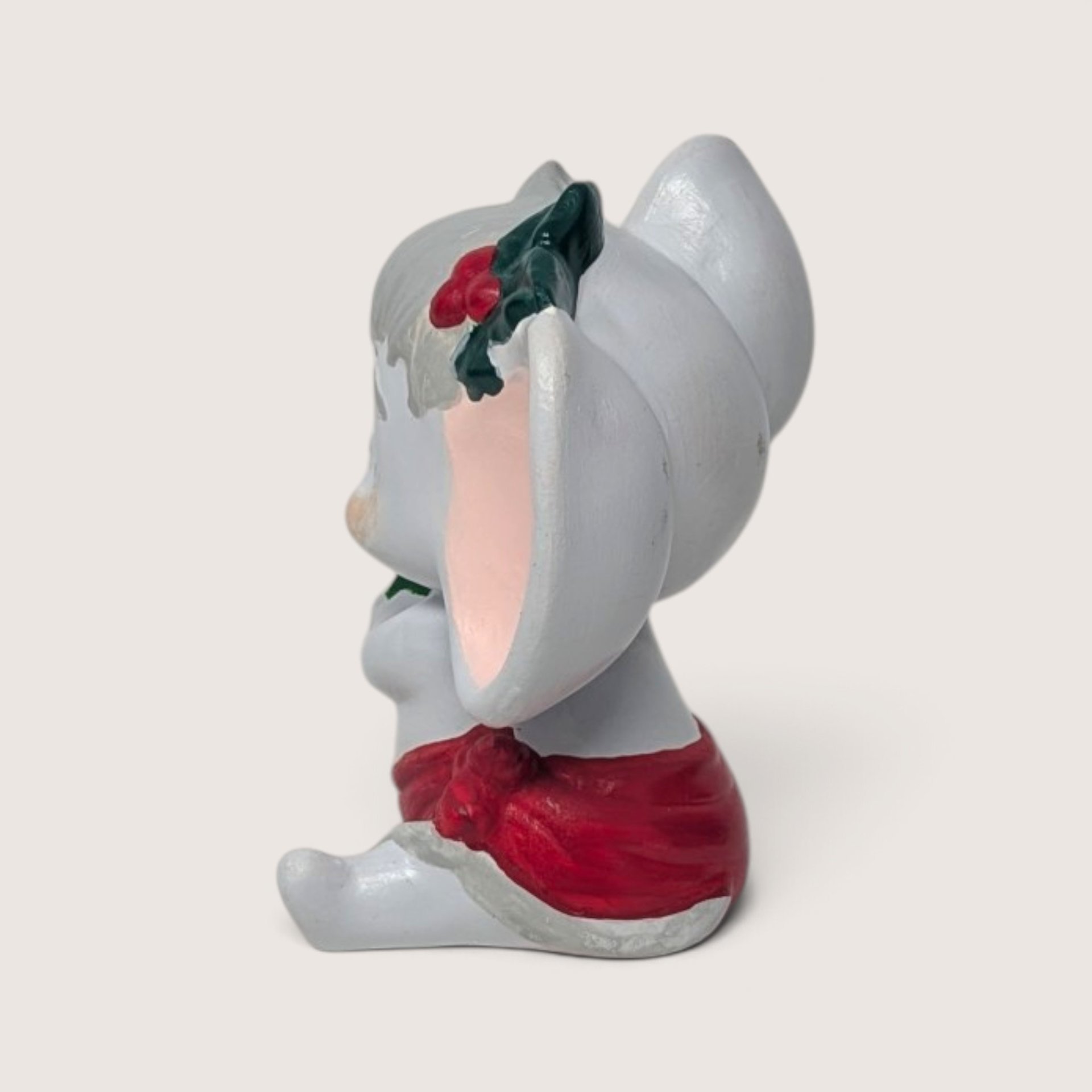 Vintage Handpainted Ceramic Mouse With Present Christmas Figurine