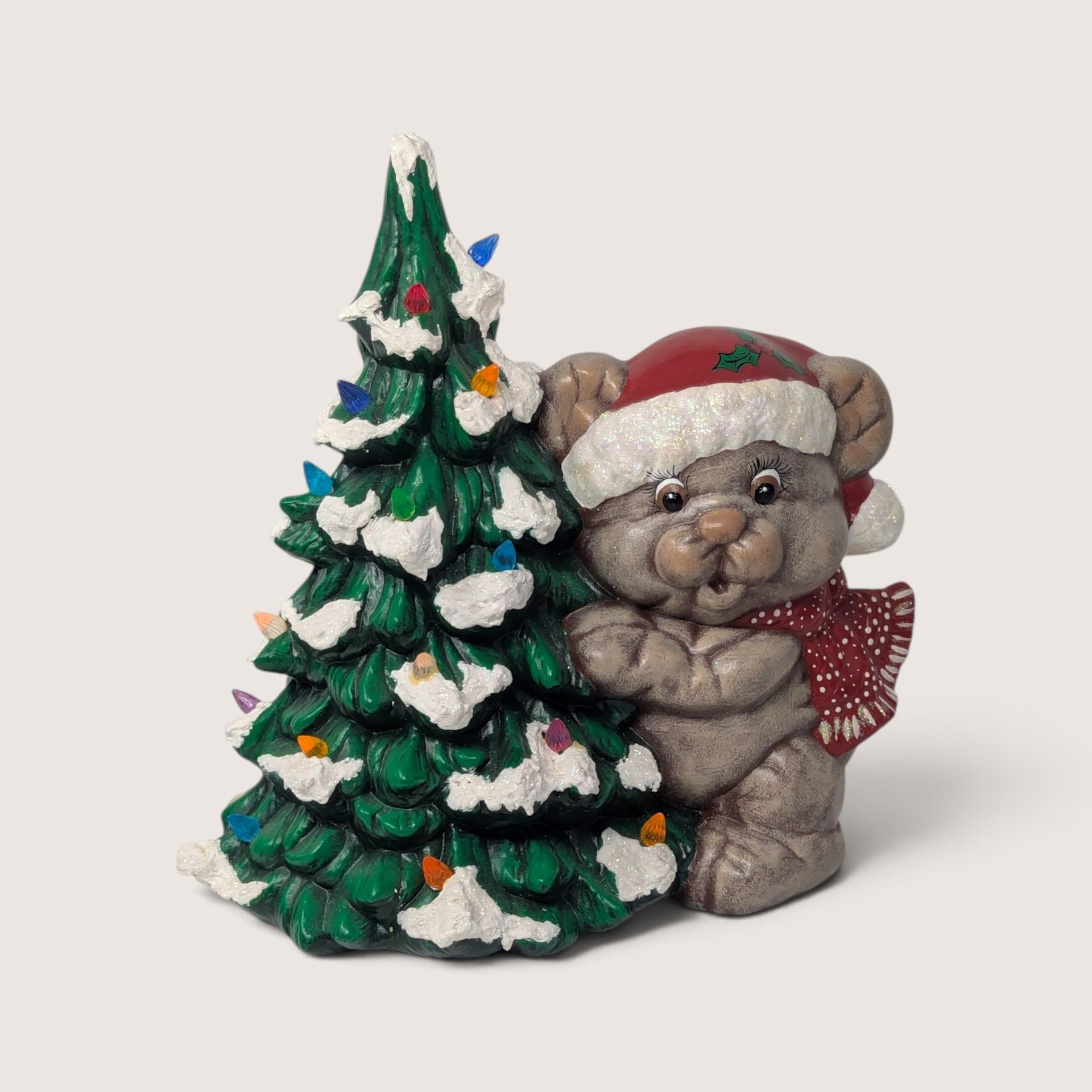 Vintage 1990s Ceramic Mouse Figurine Christmas Tree Decor