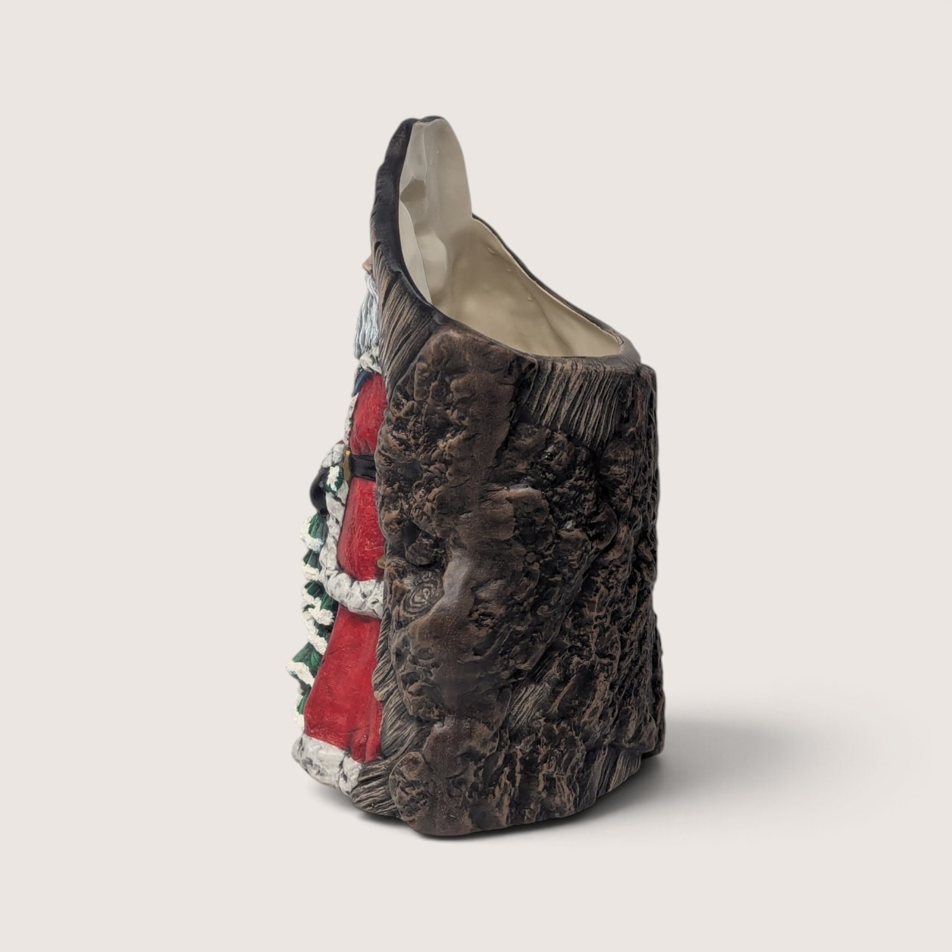 Vintage 1990s Ceramic Santa Claus Tree Vase Holiday Decor