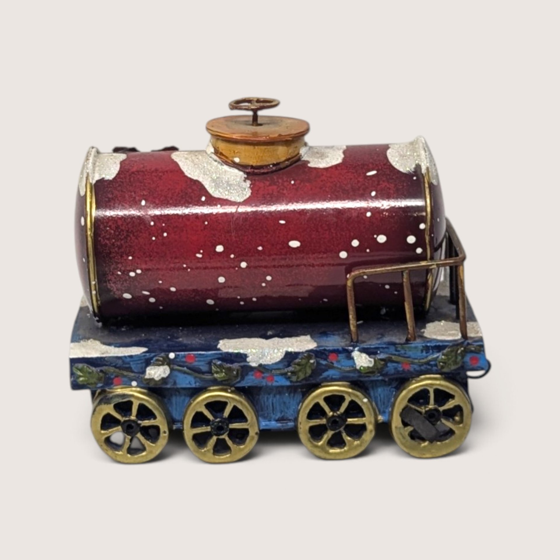 Vintage Enjoy Eggnog Train Stocking Holder Holiday Decor