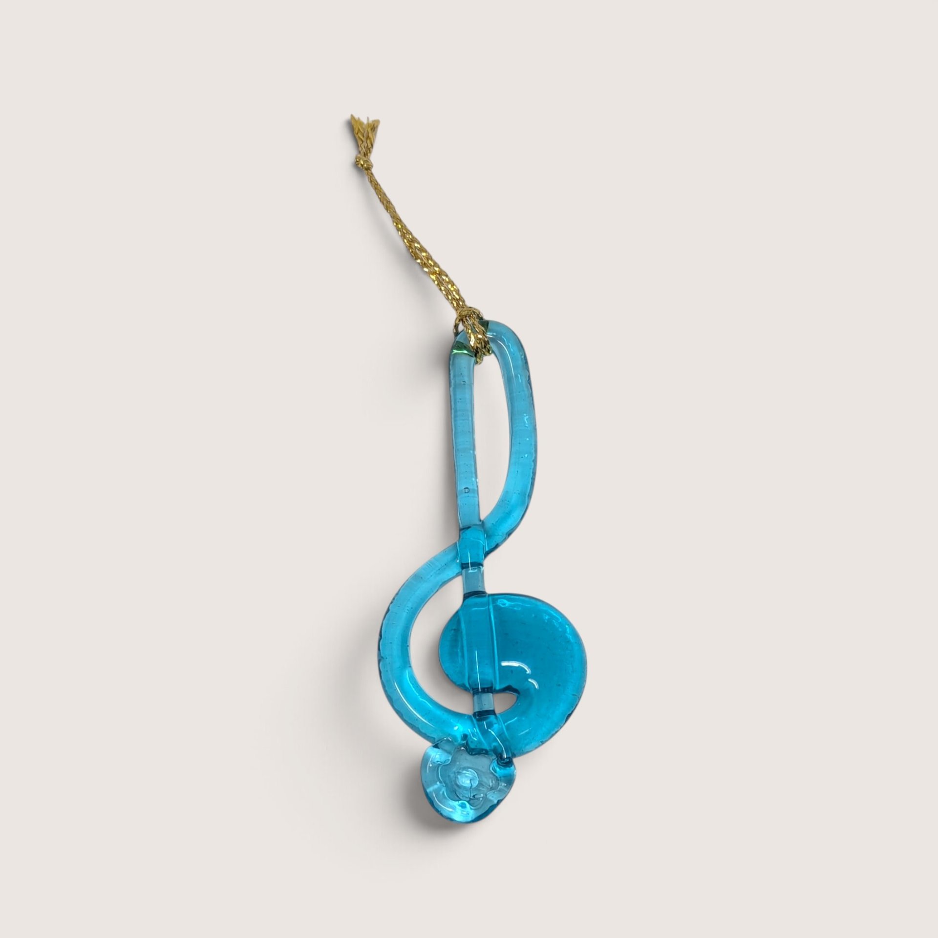Vintage Titan Art Glass handmade blue glass music note Christmas ornament.