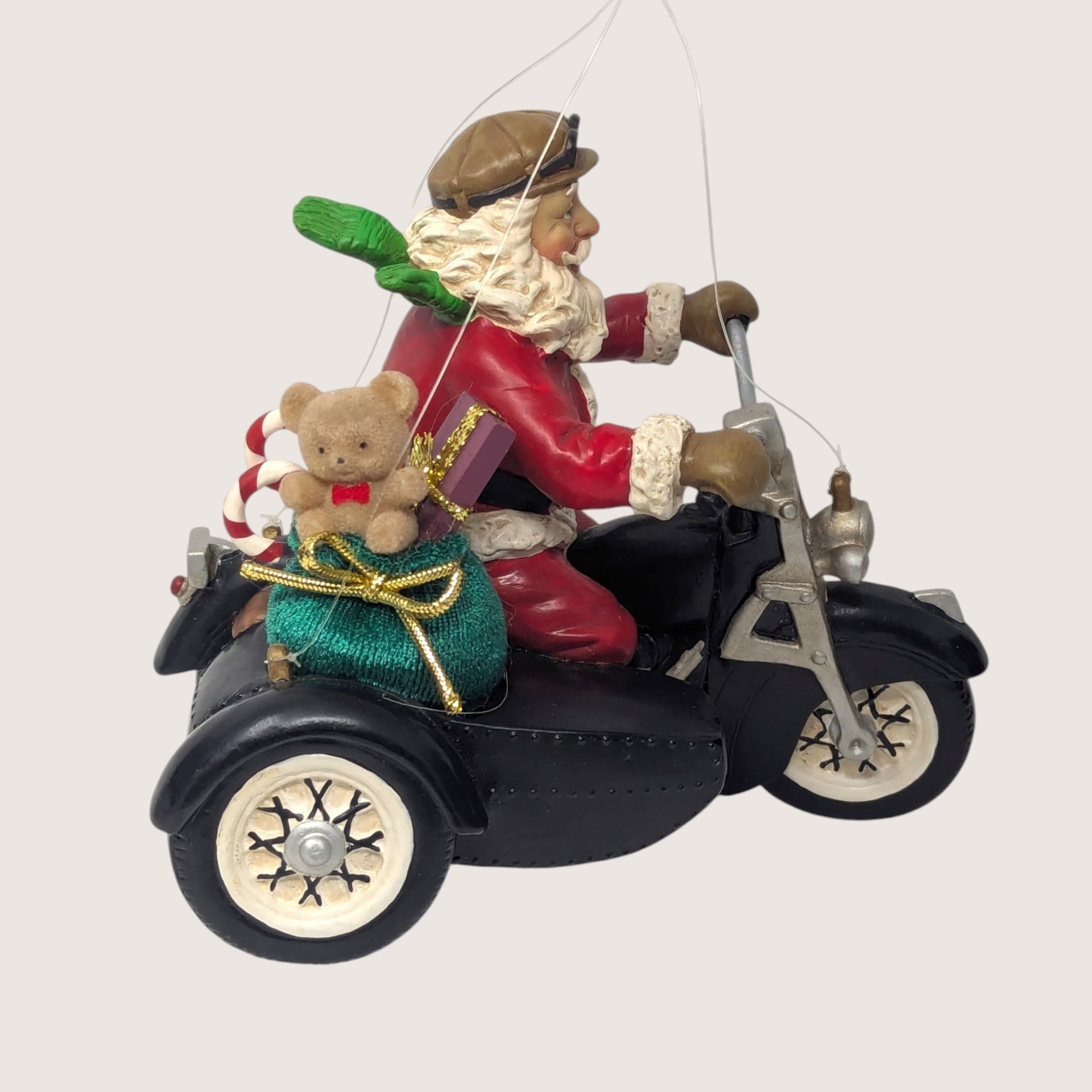 Vintage 1990s Santa On Motorcycle Ornament Christmas Decor