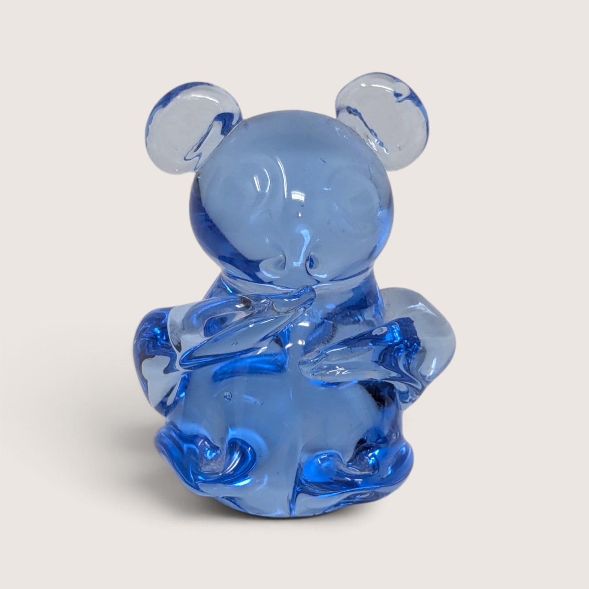 Vintage Blue Glass Mouse Figurines Pair