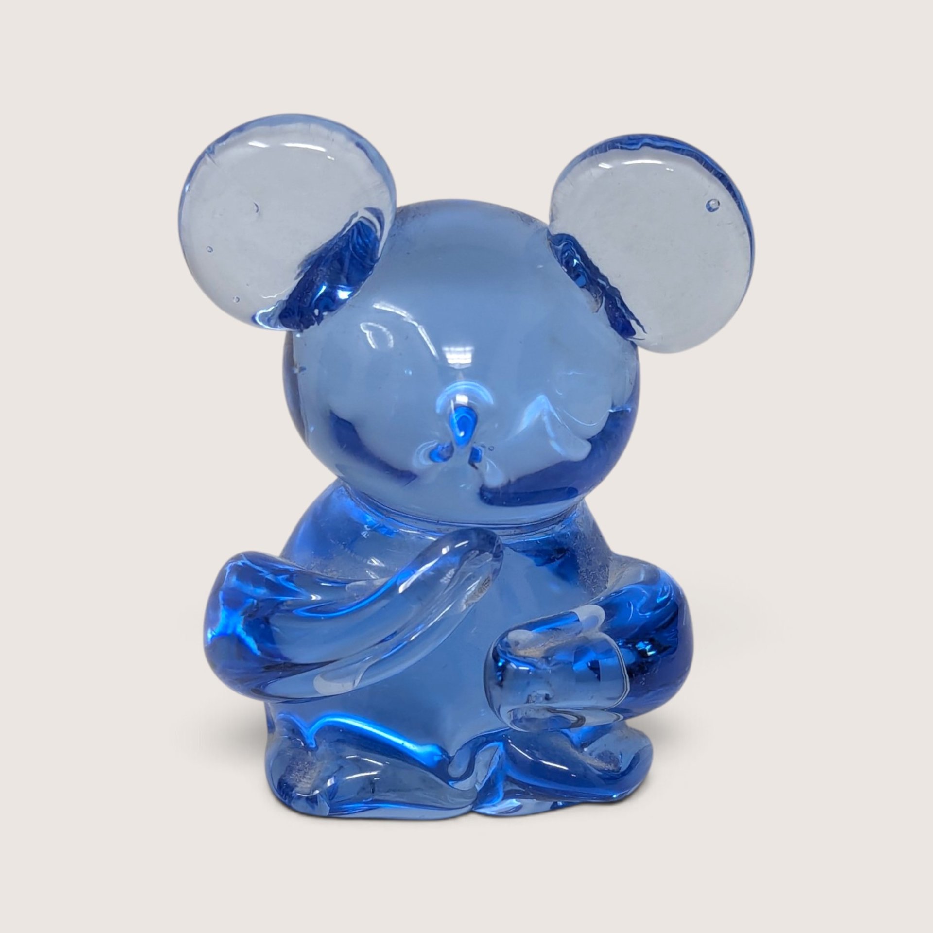 Vintage Blue Glass Mouse Figurines Pair