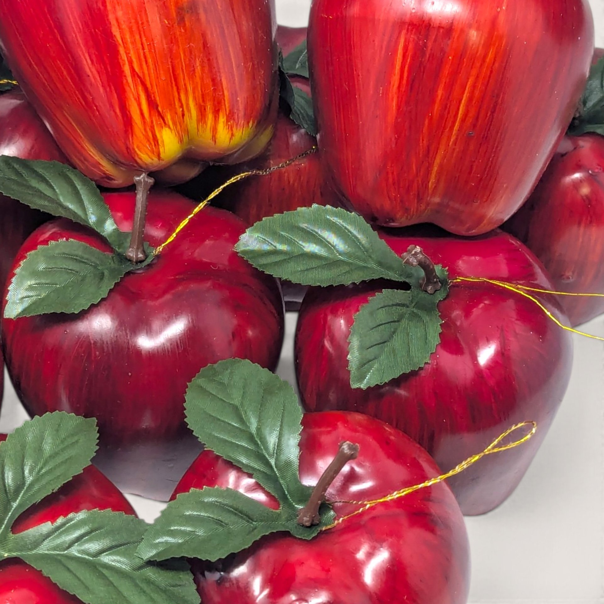 Set of 14 Vintage Plastic Apple Ornaments Red Fruit Decor