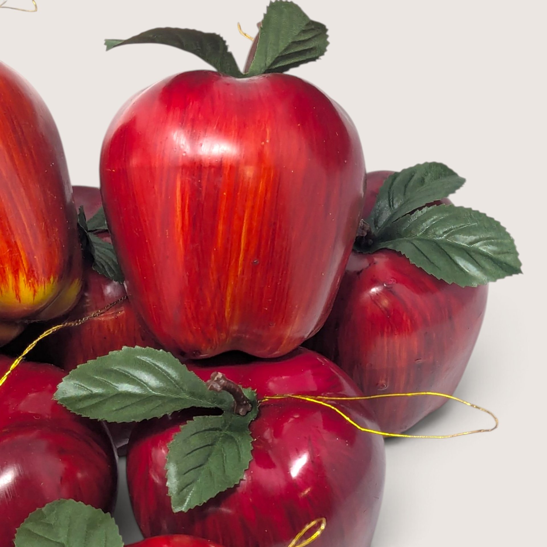 Set of 14 Vintage Plastic Apple Ornaments Red Fruit Decor