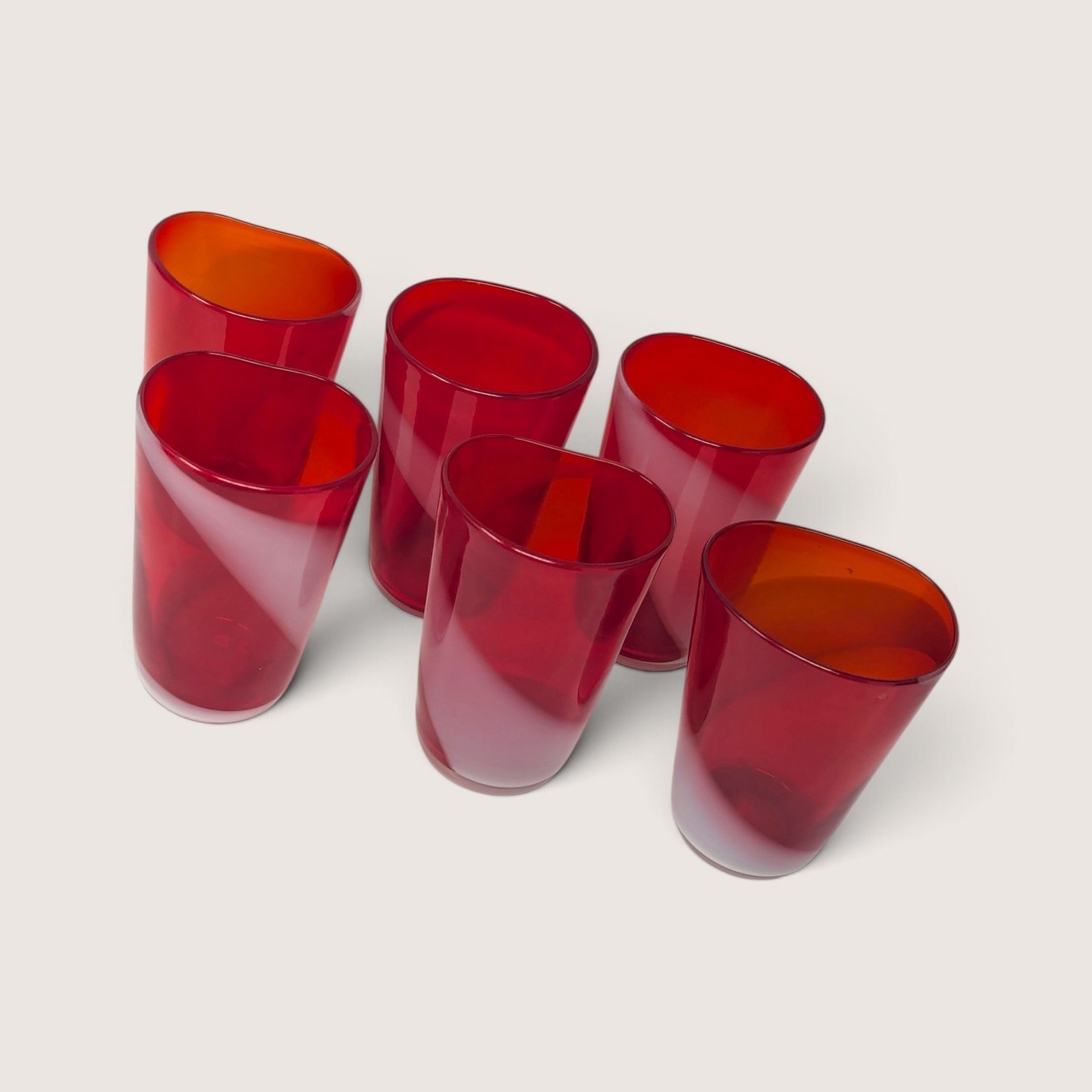 Set of 6 Vintage FTG Japan Layered Glass Small Tumblers