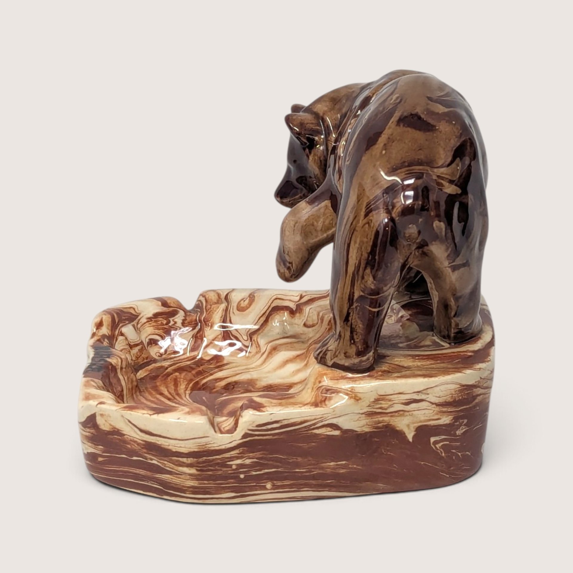 Vintage Alaska Clay By Carol Ceramic Bear Ashtray