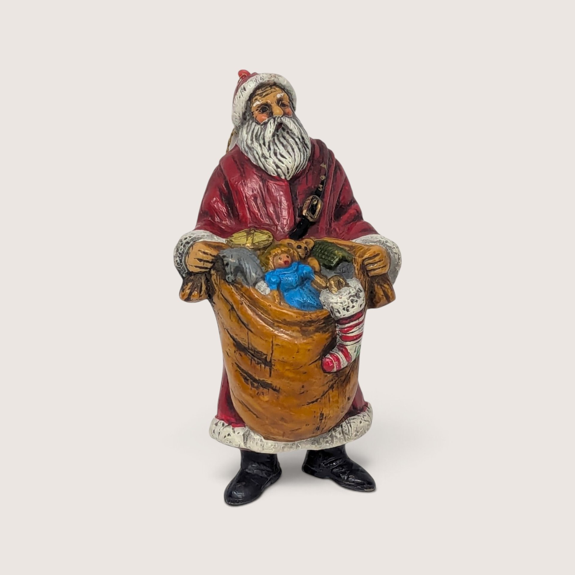 Set Of 3 Vintage Plastic Santa Figurines And Ornament