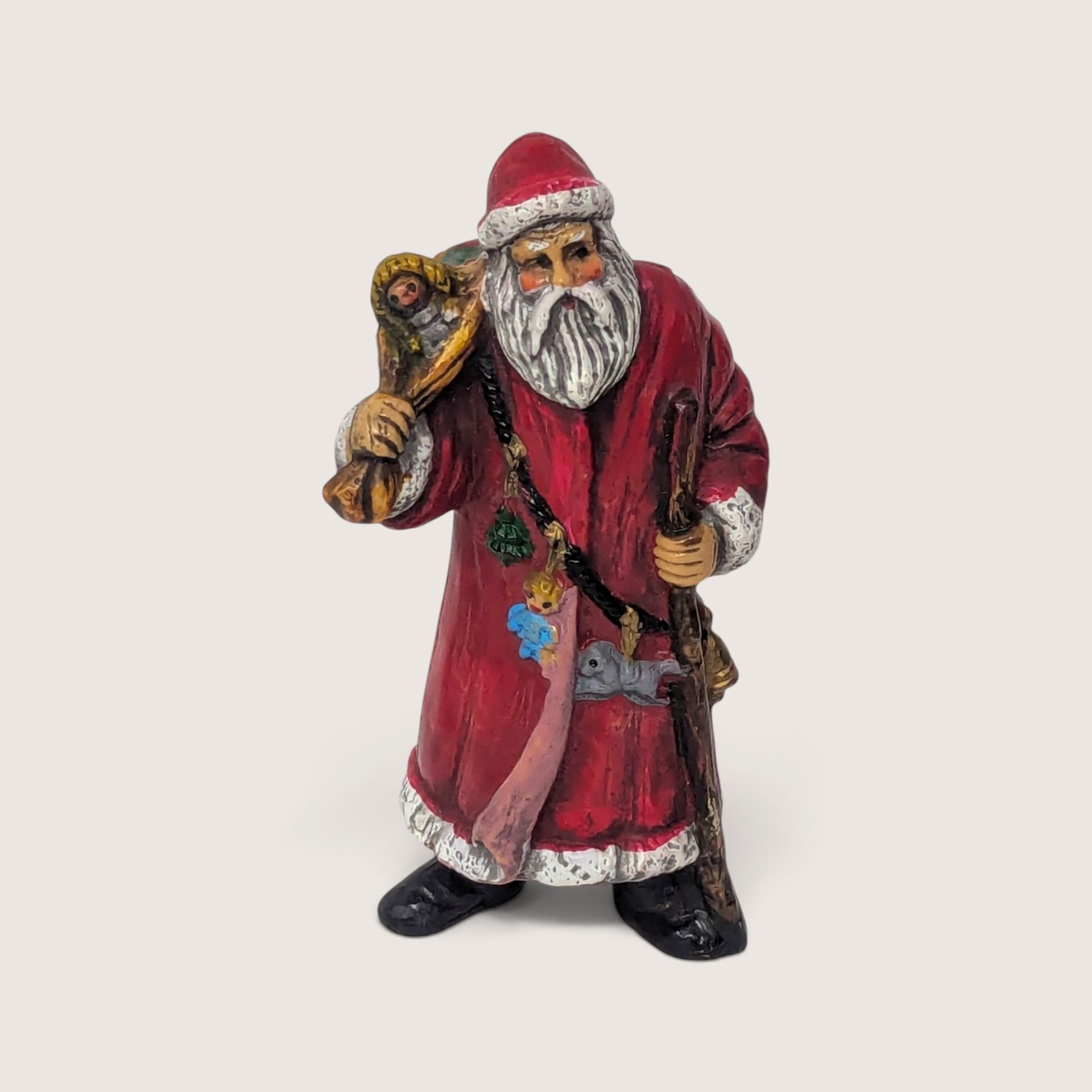 Set Of 3 Vintage Plastic Santa Figurines And Ornament