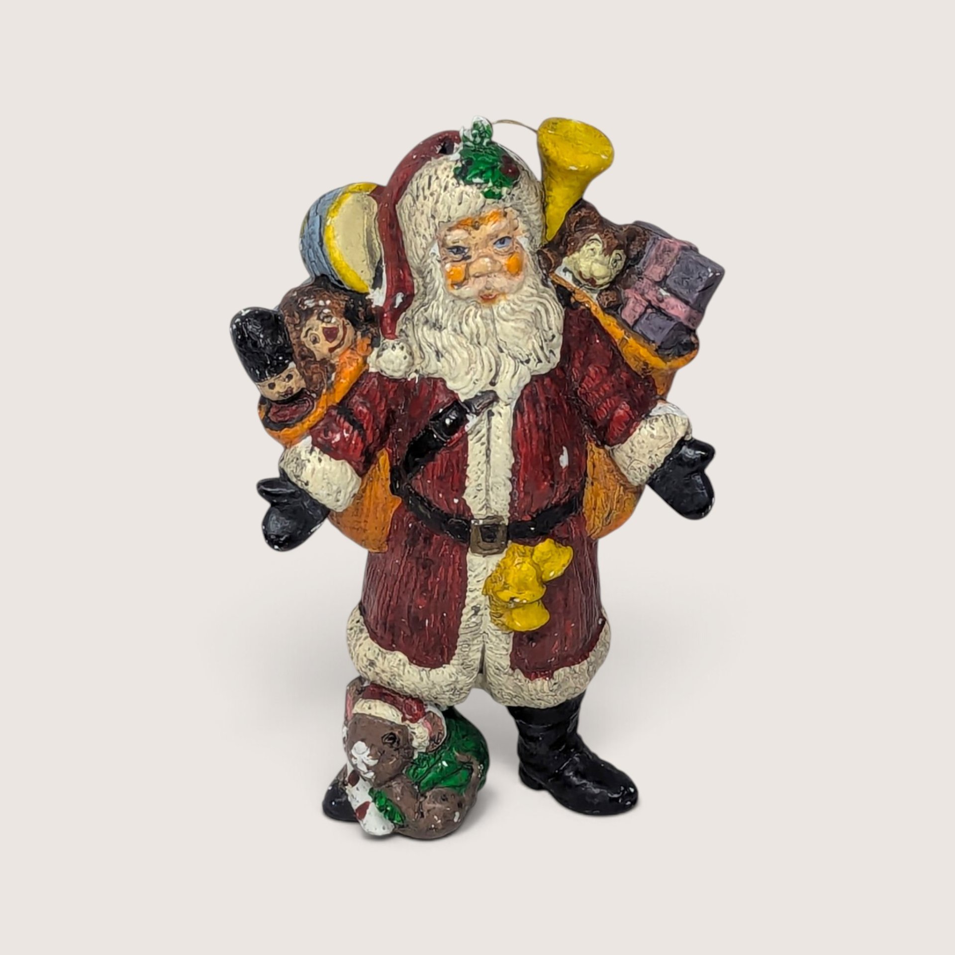 Vintage Set Of 2 Plastic Santa Ornaments