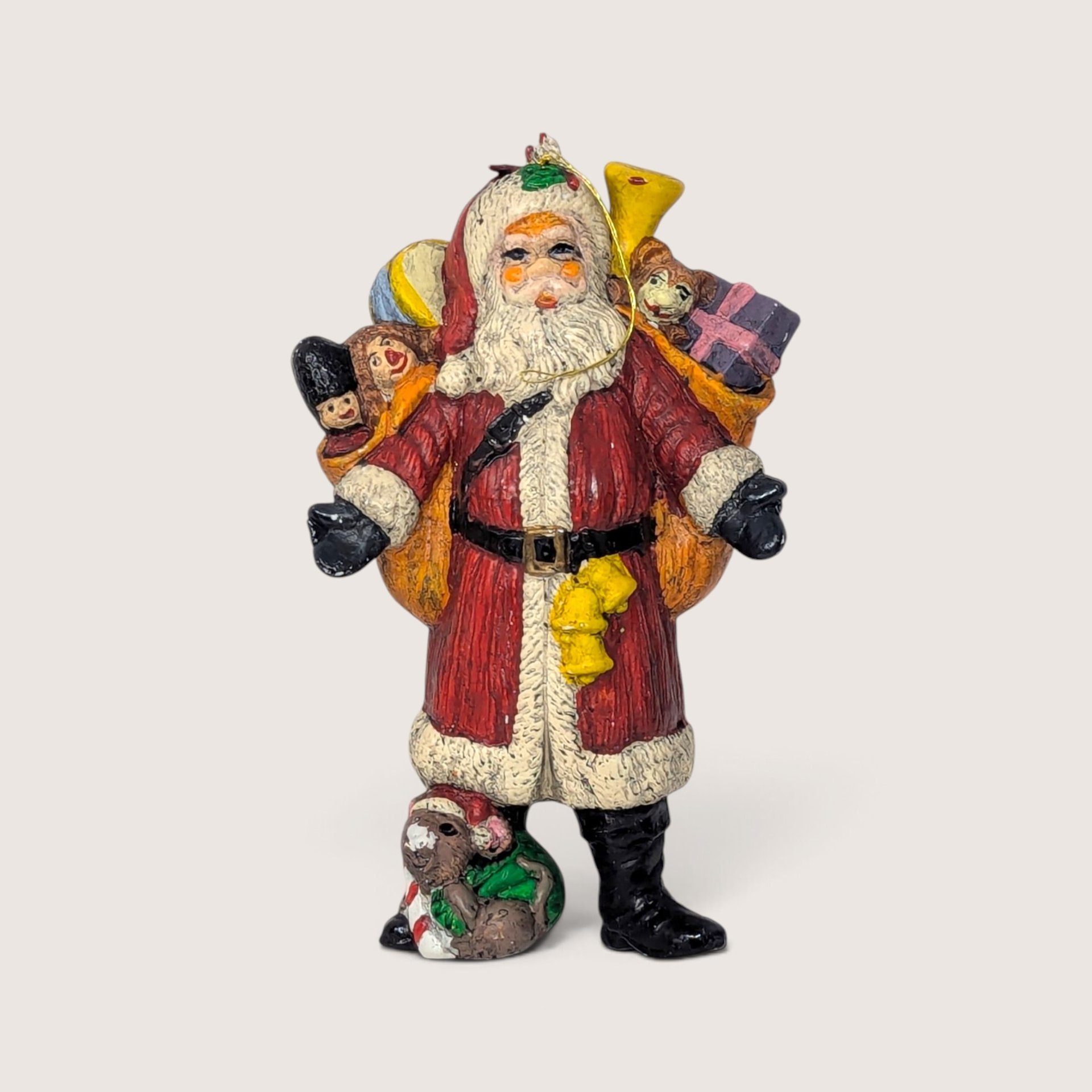 Vintage Set Of 2 Plastic Santa Ornaments