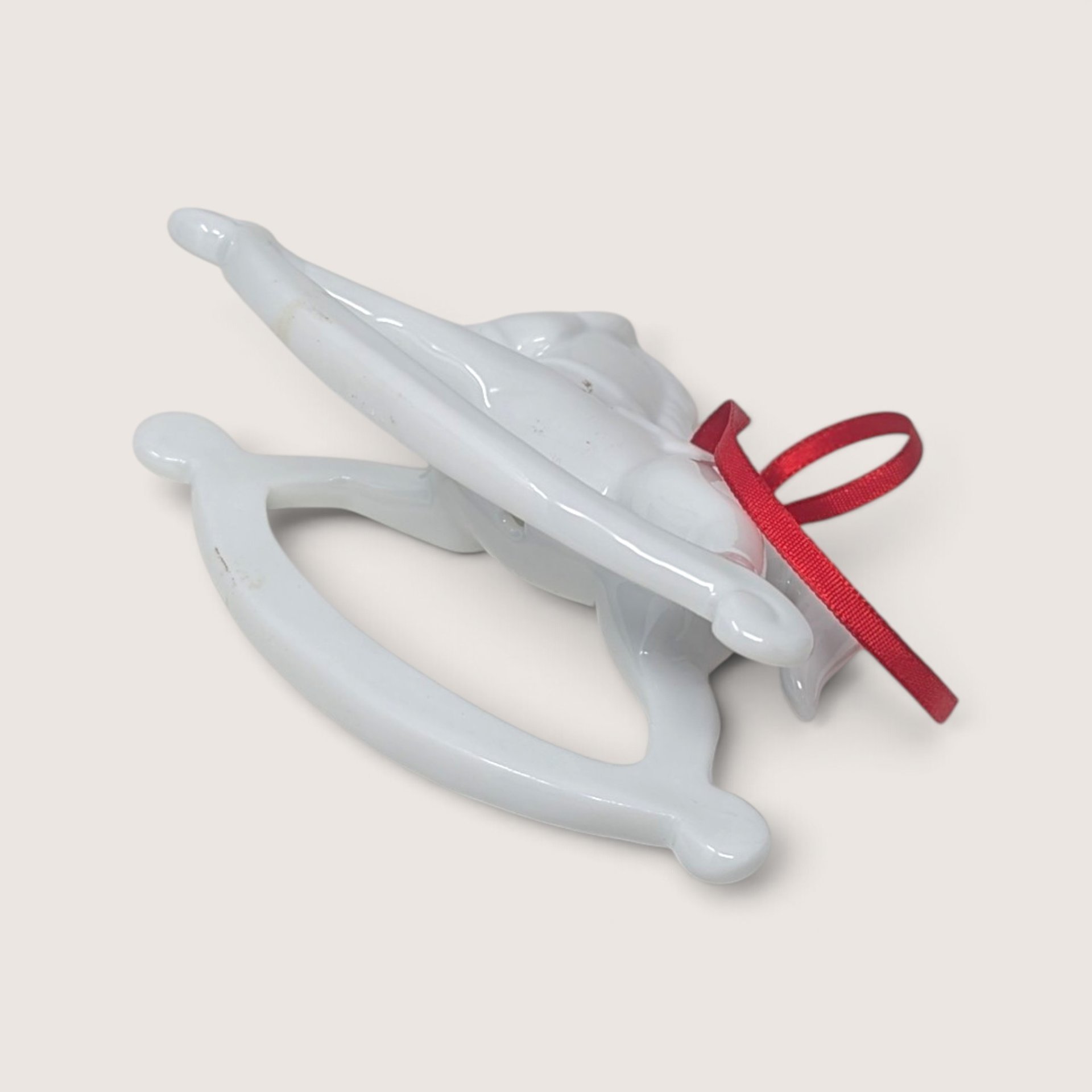 Vintage Dept 56 White Porcelain Rocking Horse Ornament