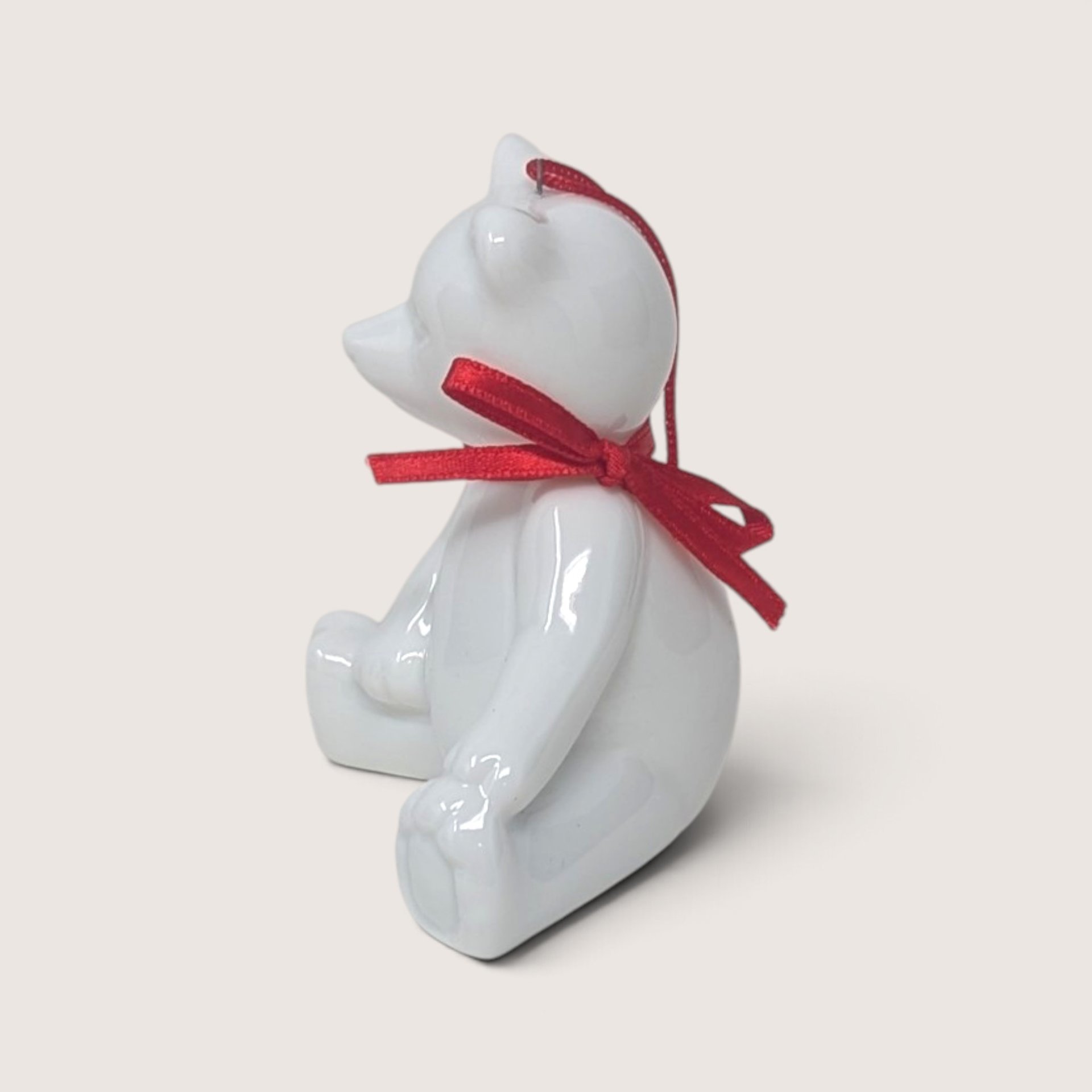 Vintage Dept 56 White Porcelain Teddy Bear Ornament