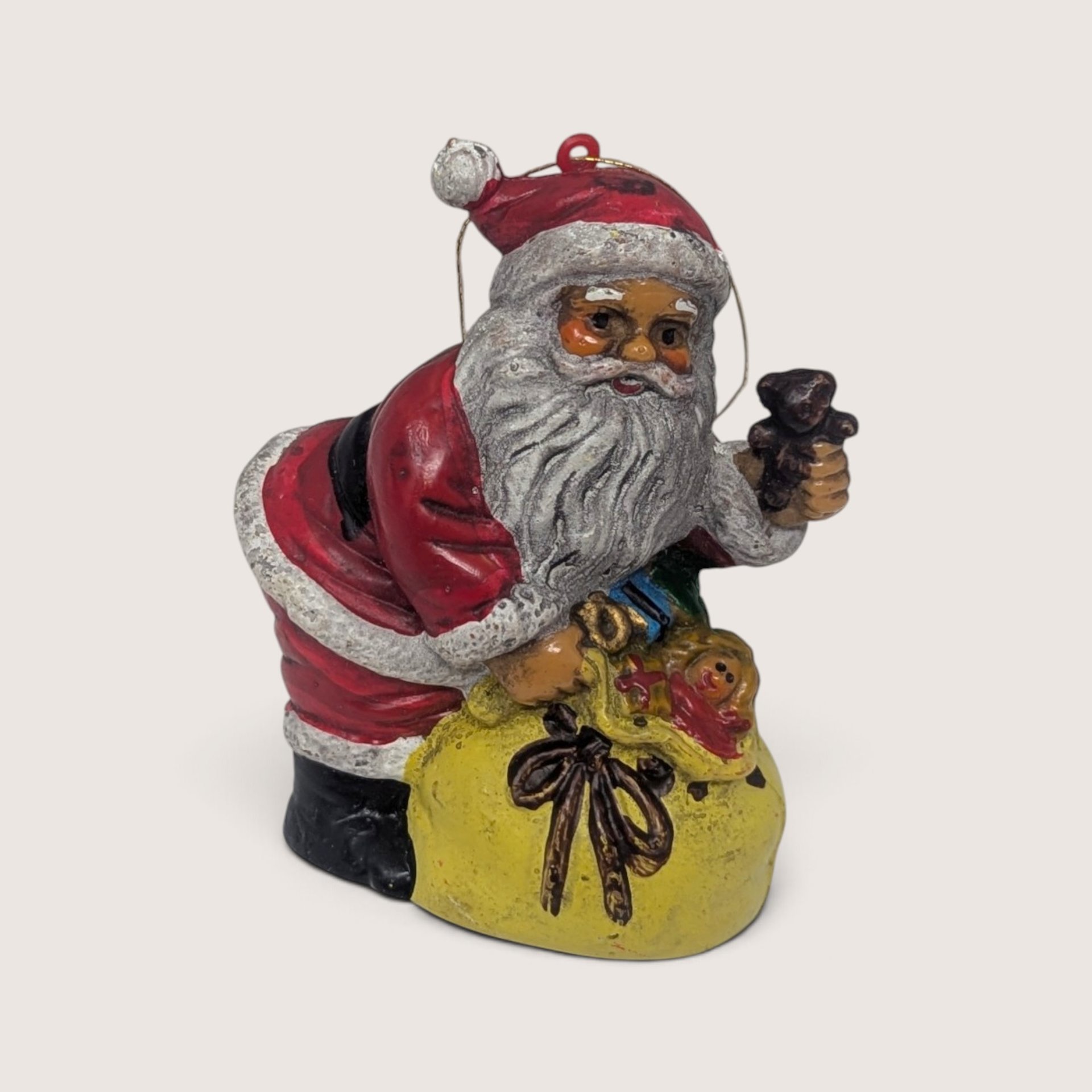 Set of 7 Vintage Plastic Santa Claus Ornaments and Figurine