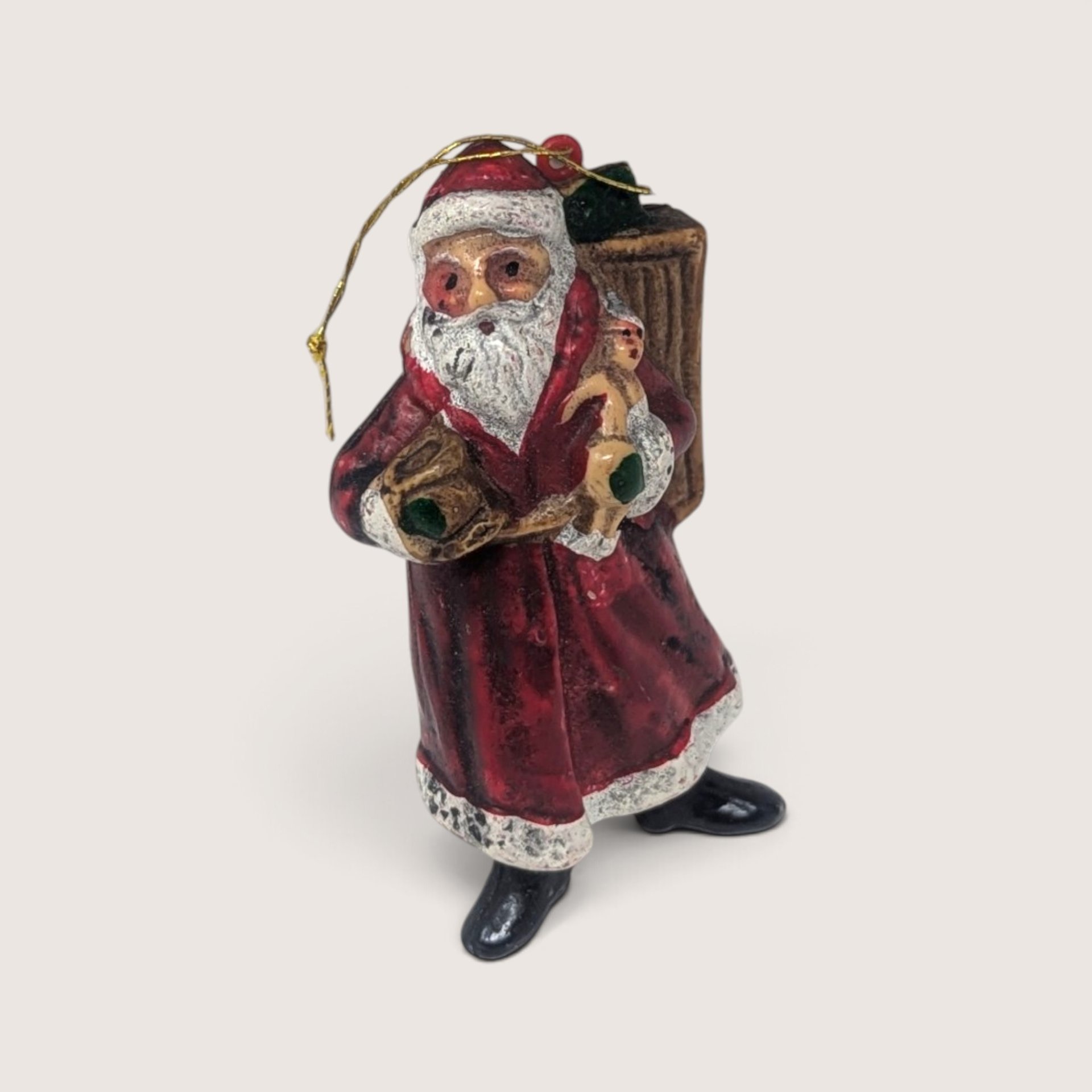 Set of 7 Vintage Plastic Santa Claus Ornaments and Figurine