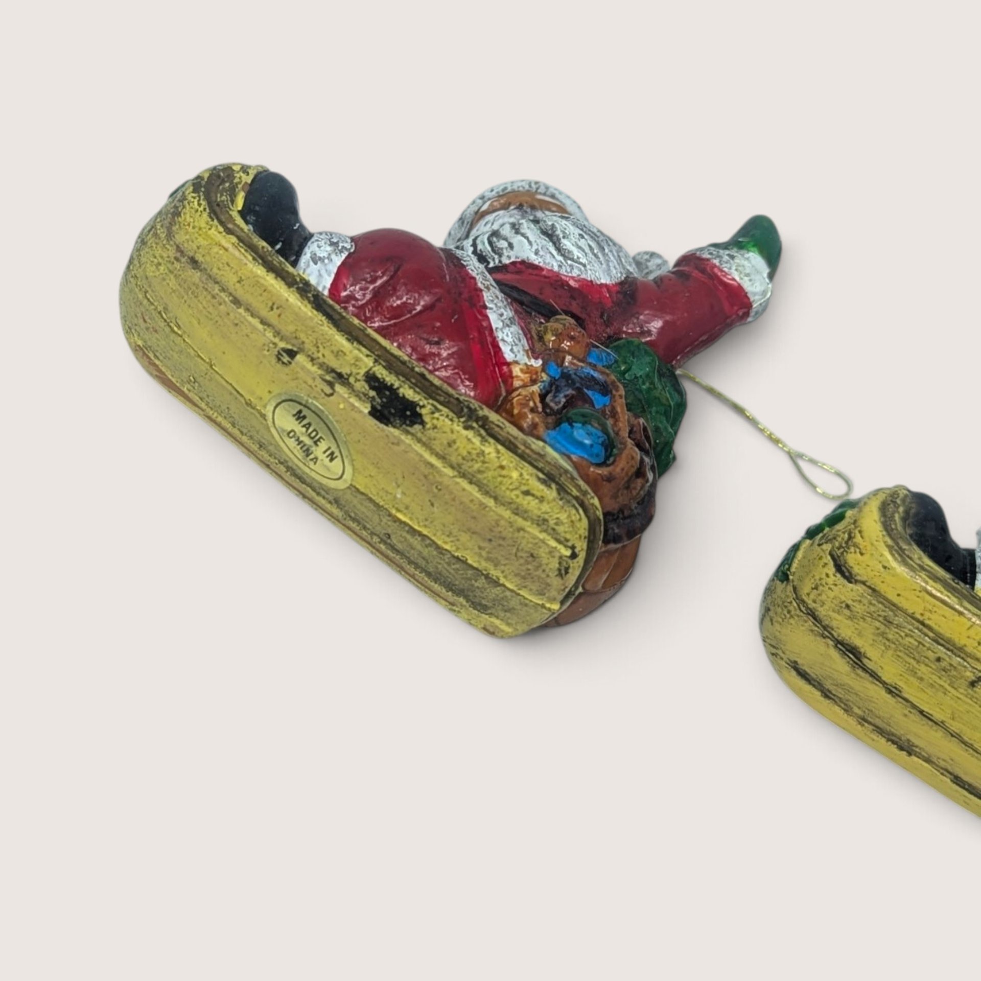 Set of 7 Vintage Plastic Santa Claus Ornaments and Figurine