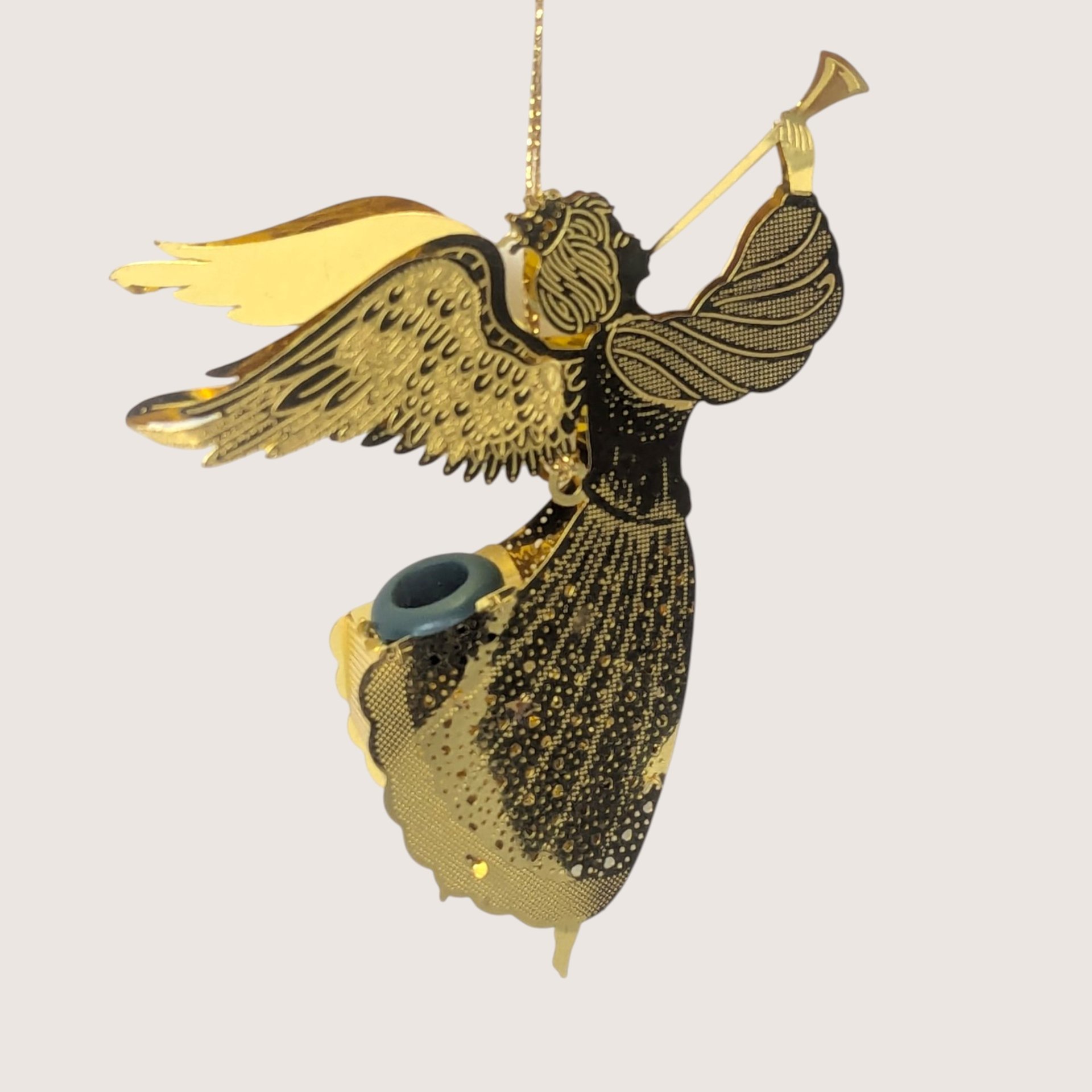 Vintage Brass Laser Cut Angel Christmas Ornament