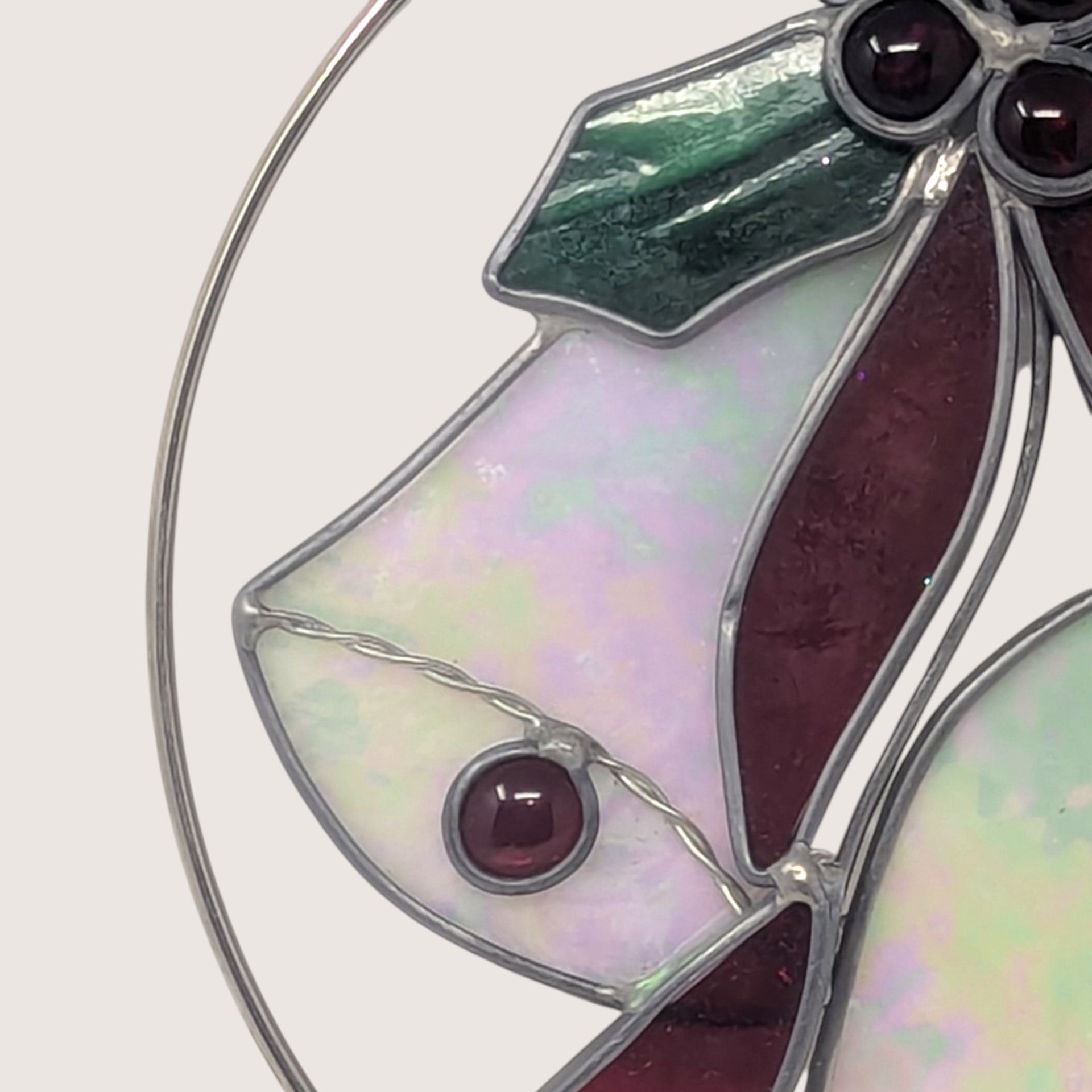 Vintage Stained Glass Christmas Bells Suncatcher