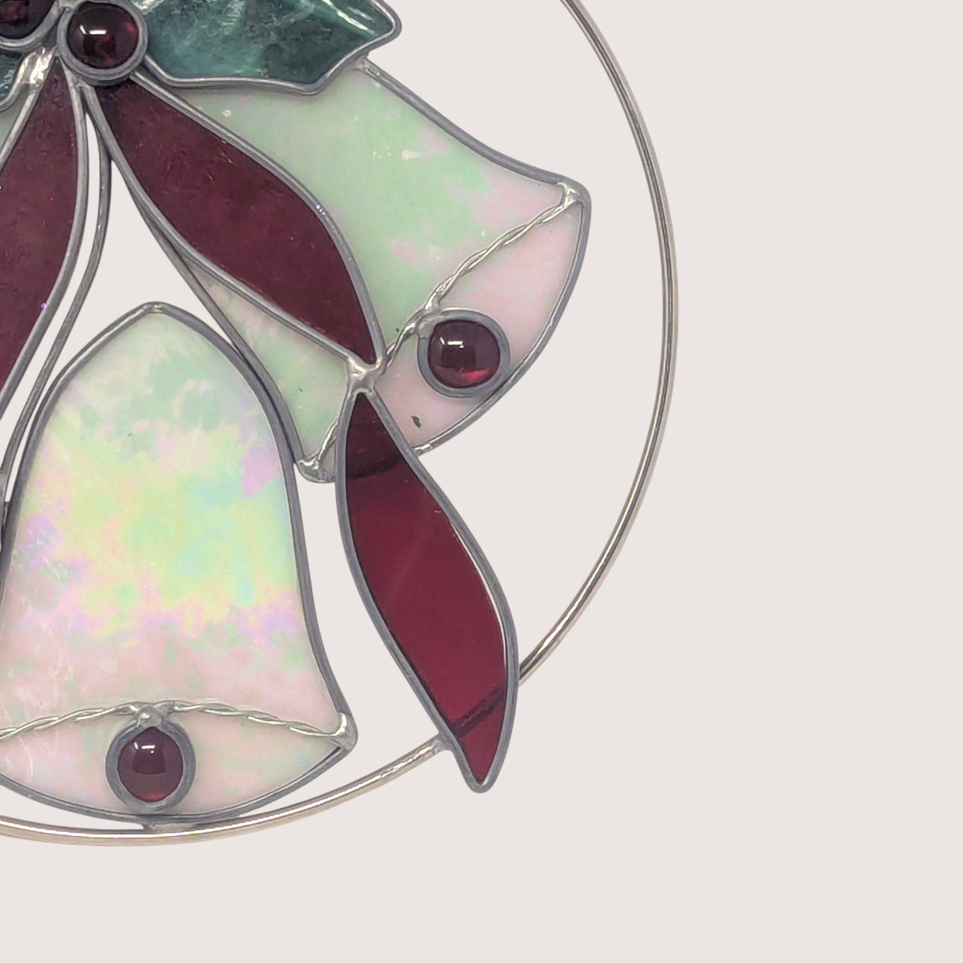 Vintage Stained Glass Christmas Bells Suncatcher