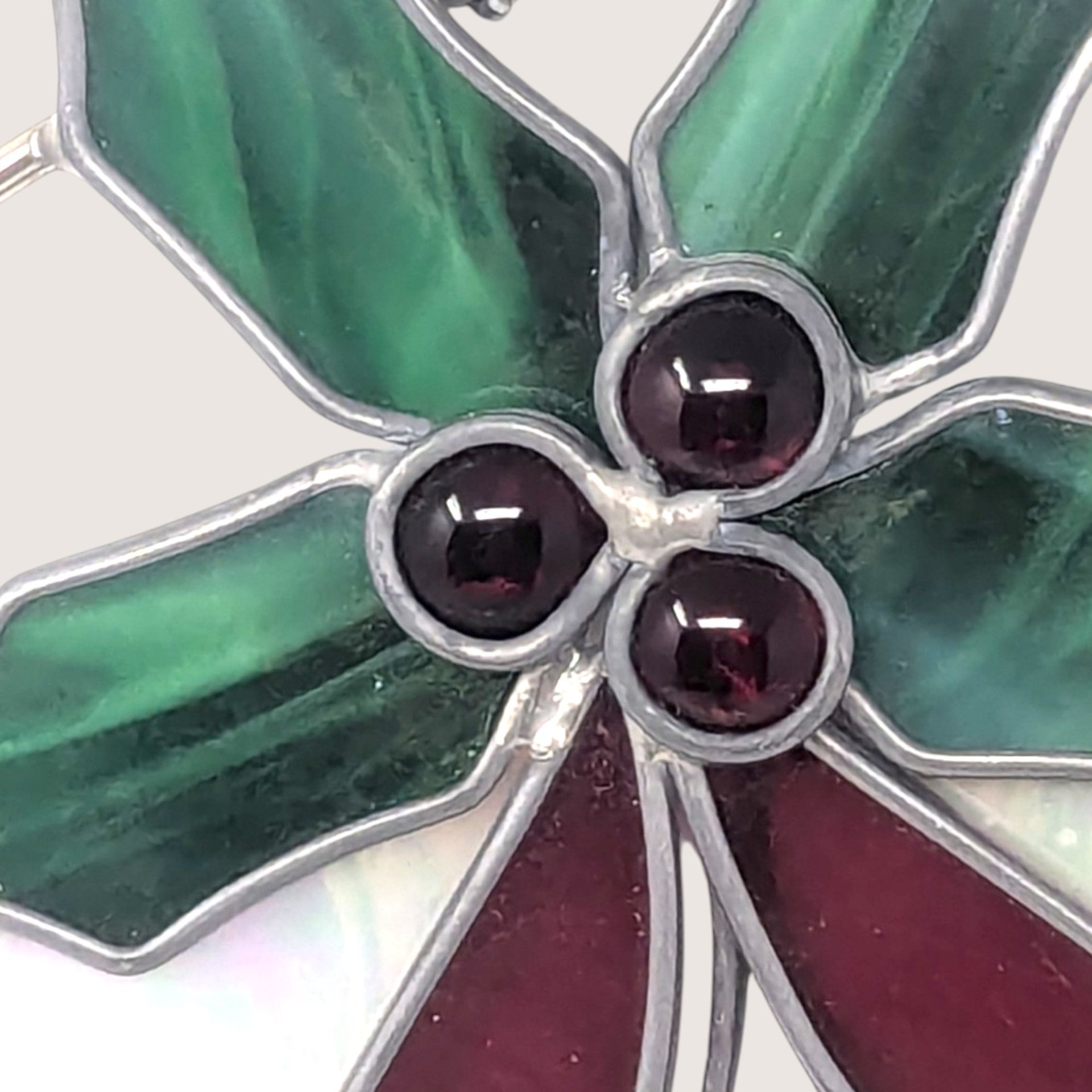 Vintage Stained Glass Christmas Bells Suncatcher