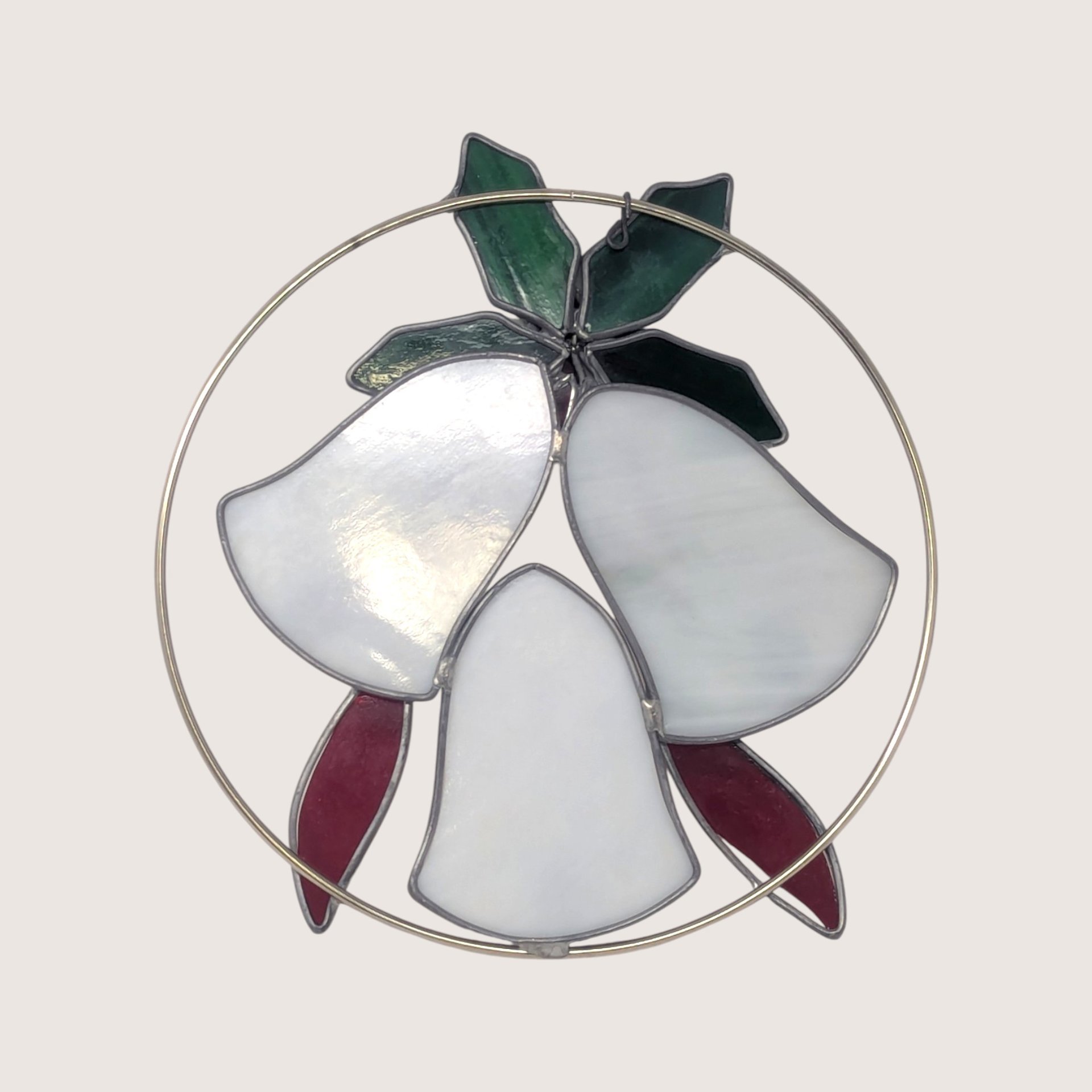 Vintage Stained Glass Christmas Bells Suncatcher