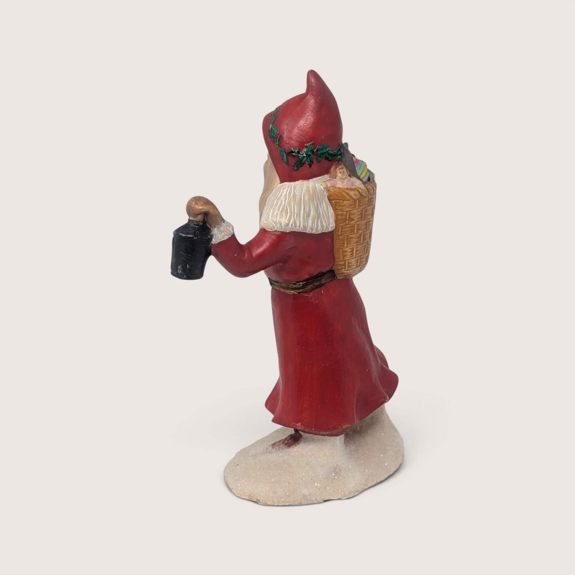 Vintage Ceramic Santa with Puppies Handpainted Figure