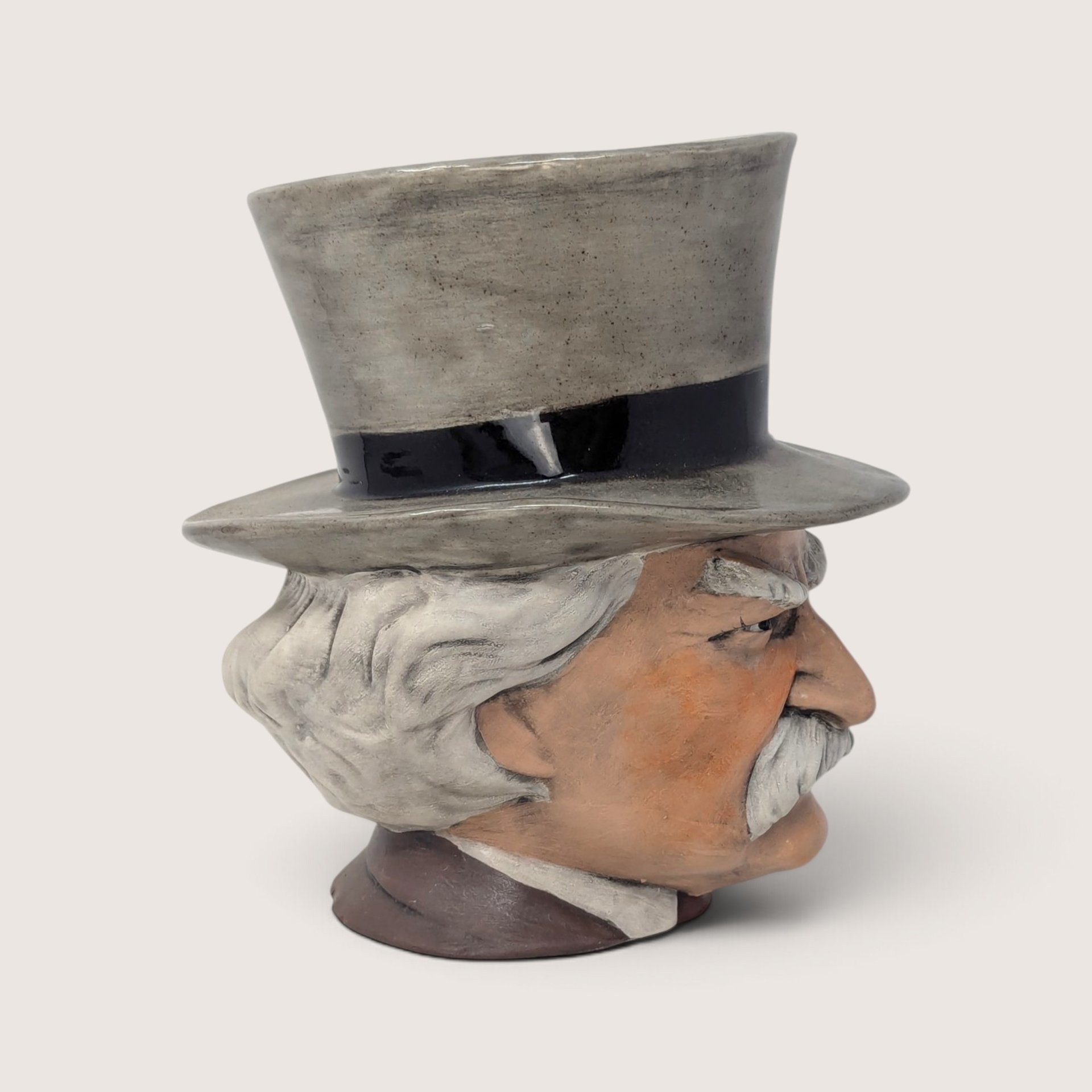 Vintage 1970s Handpainted Ceramic Mark Twain Character Mug