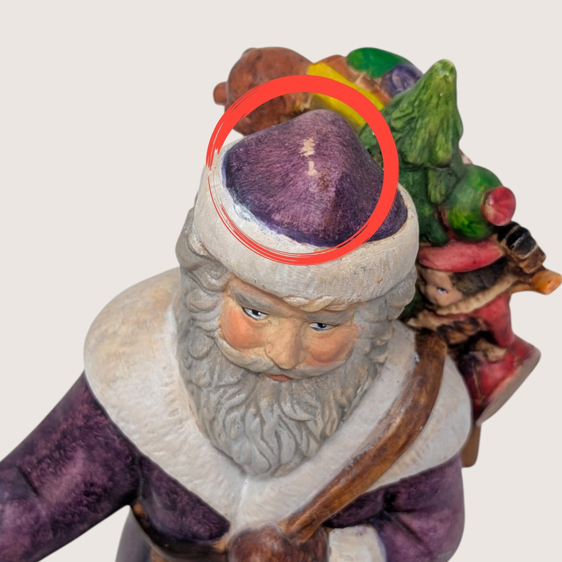 Vintage Purple Robe Santa Ceramic Figurine