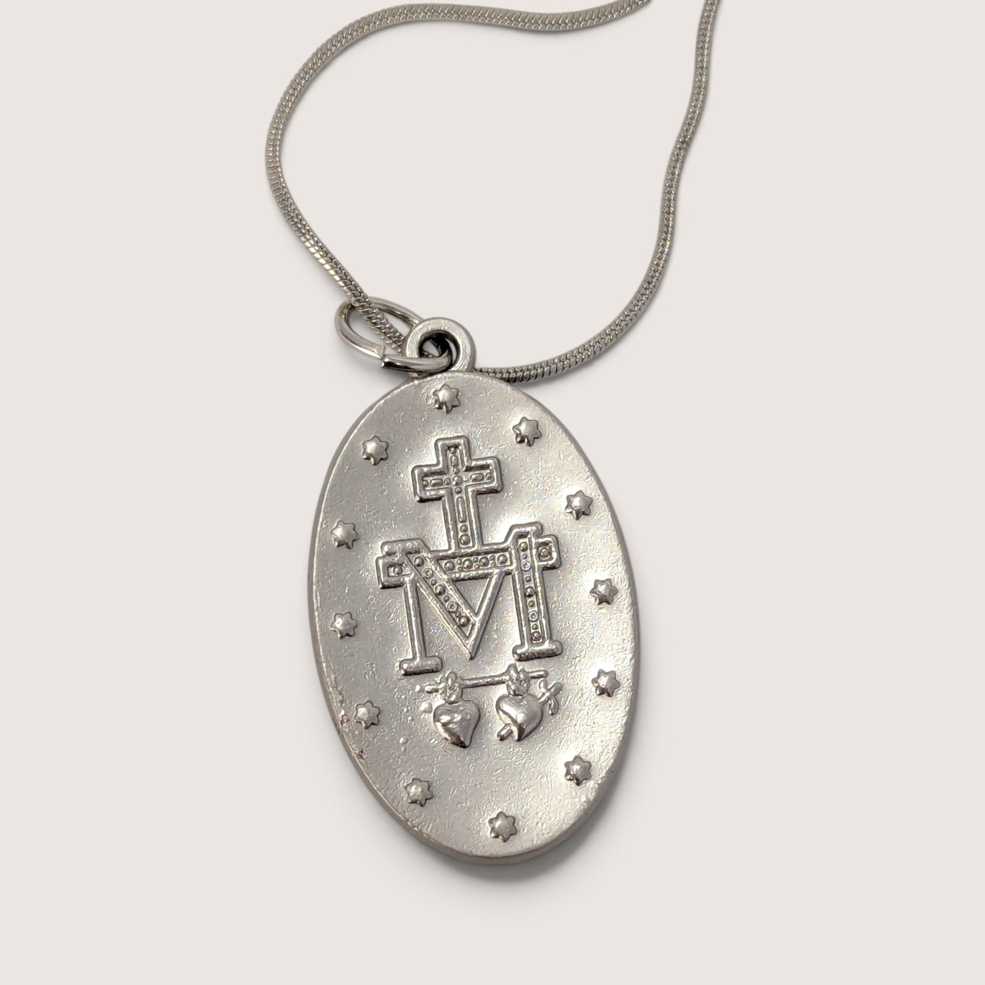 Vintage Miraculous Medal Mary Pendant Necklace