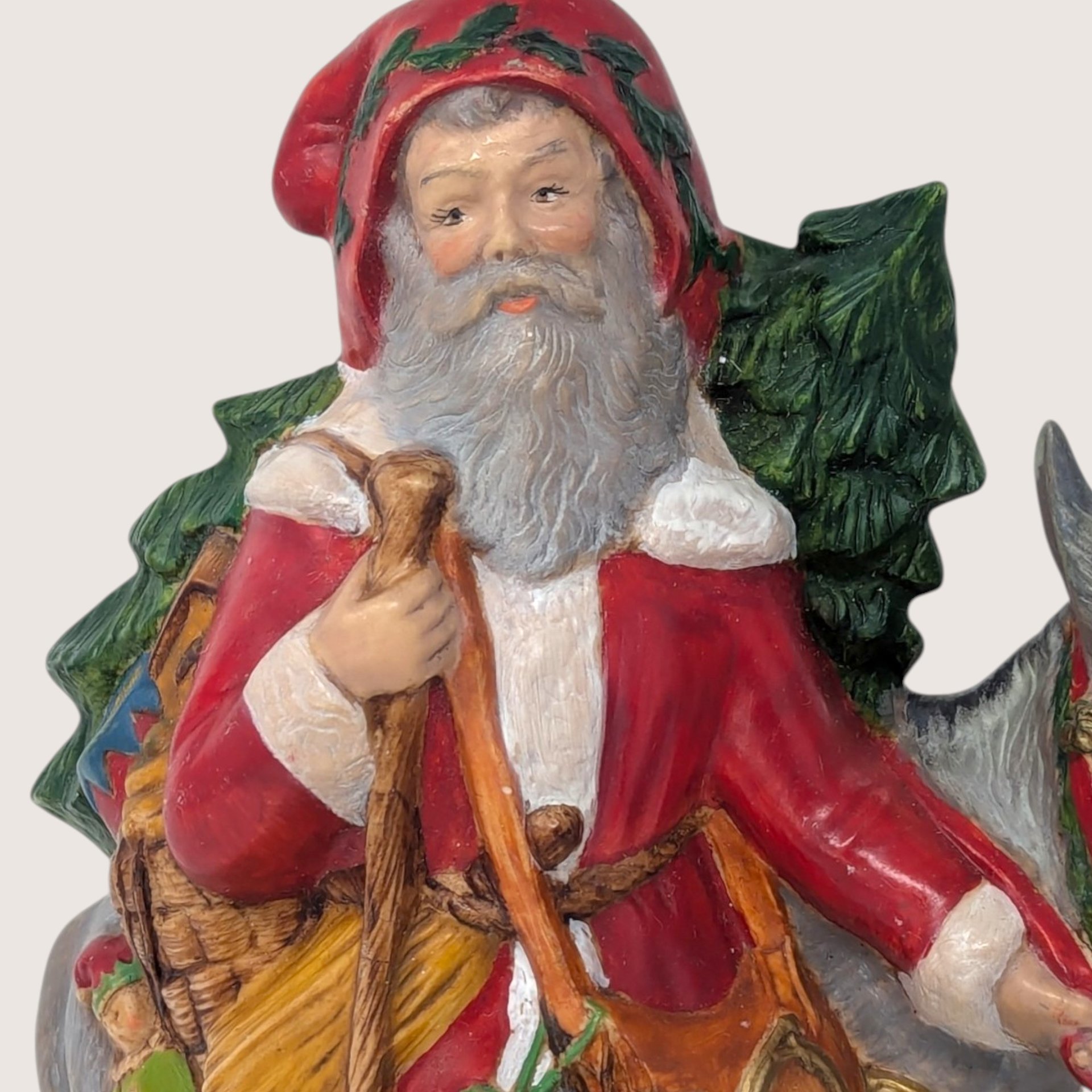 Vintage Ceramic Old World Santa with Mule Figurine