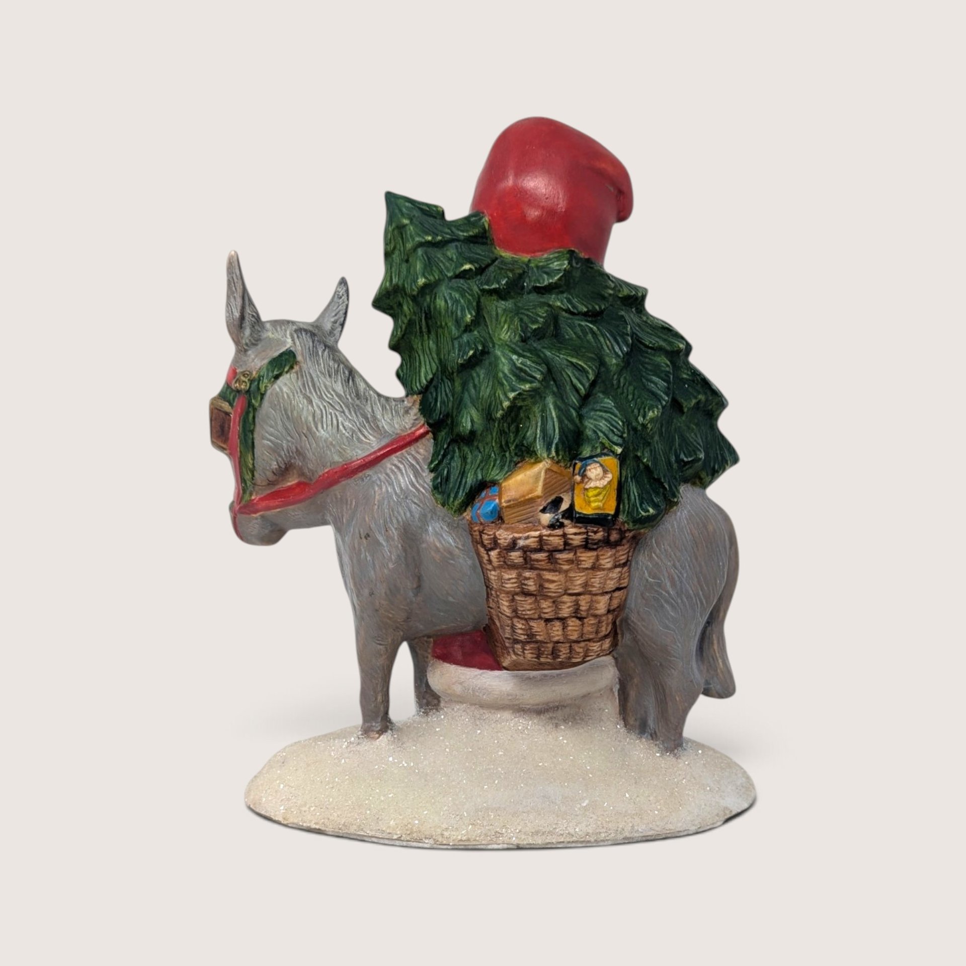 Vintage Ceramic Old World Santa with Mule Figurine