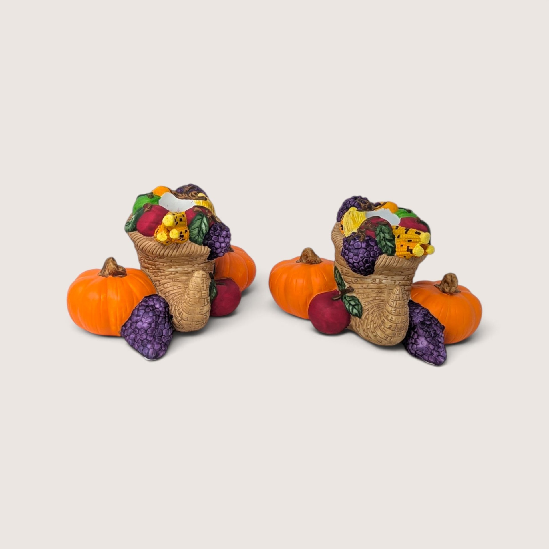Vintage Partylite Cornucopia Ceramic Taper Candle Holder Pair