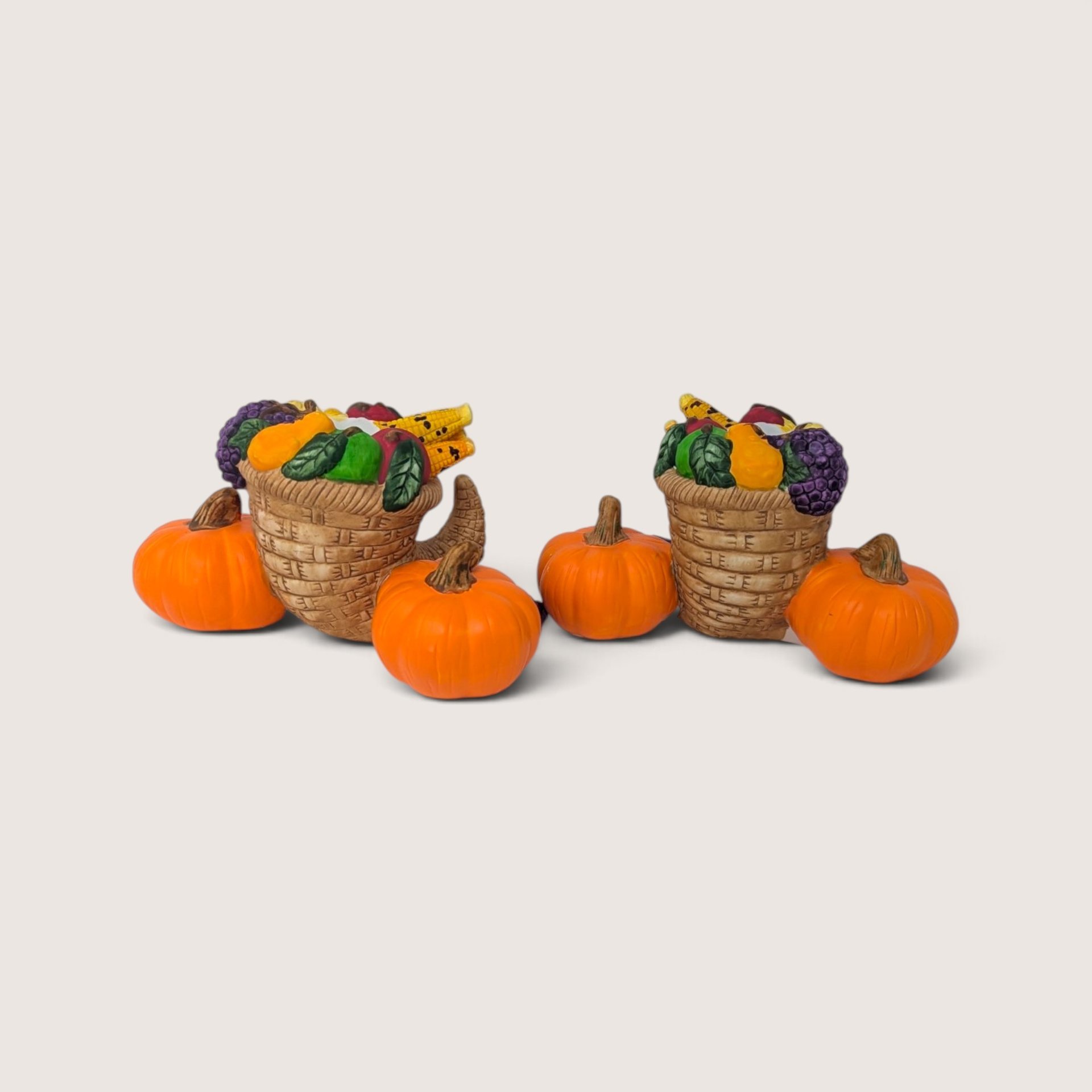 Vintage Partylite Cornucopia Ceramic Taper Candle Holder Pair