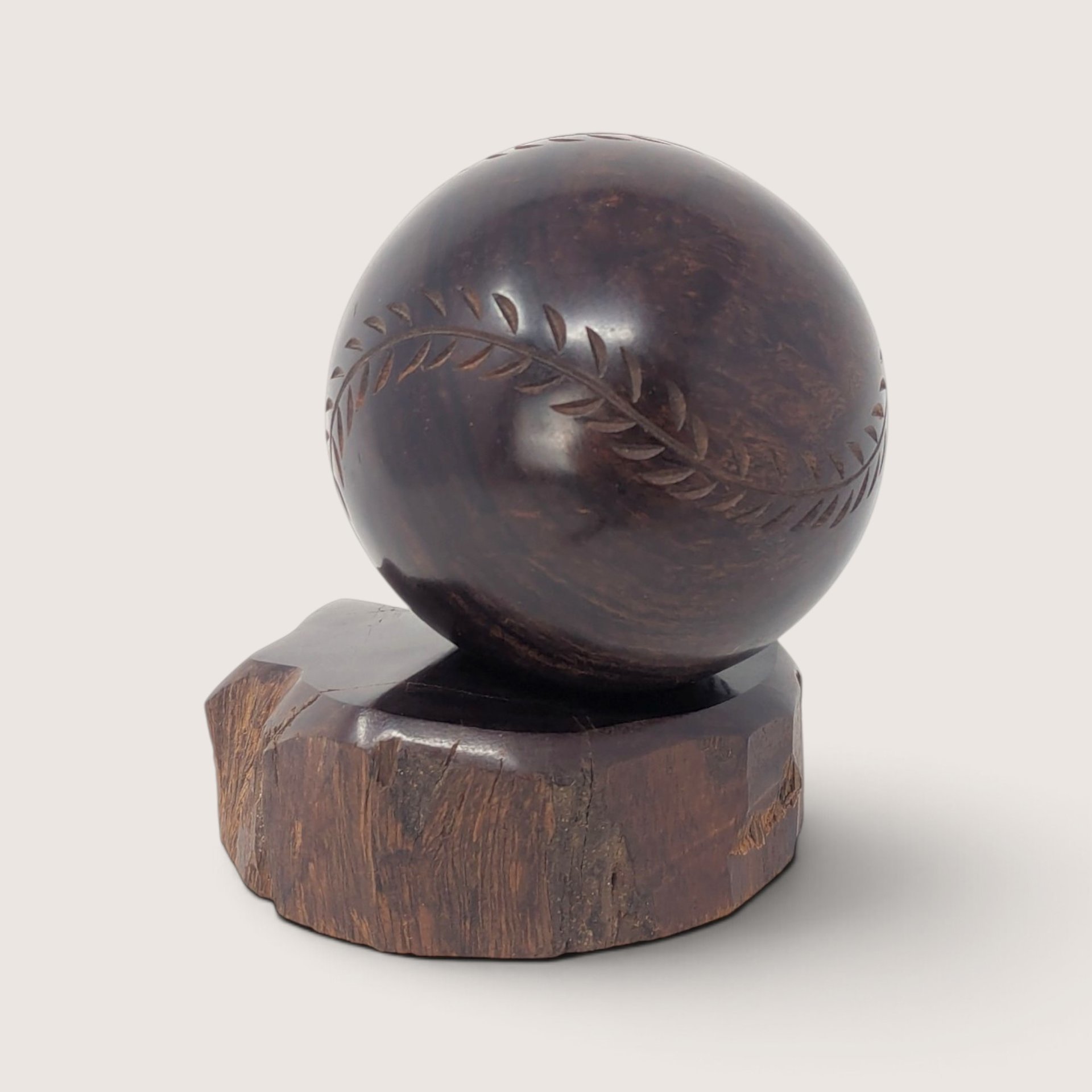 Vintage Hand Carved Wooden Baseball Display Figurine