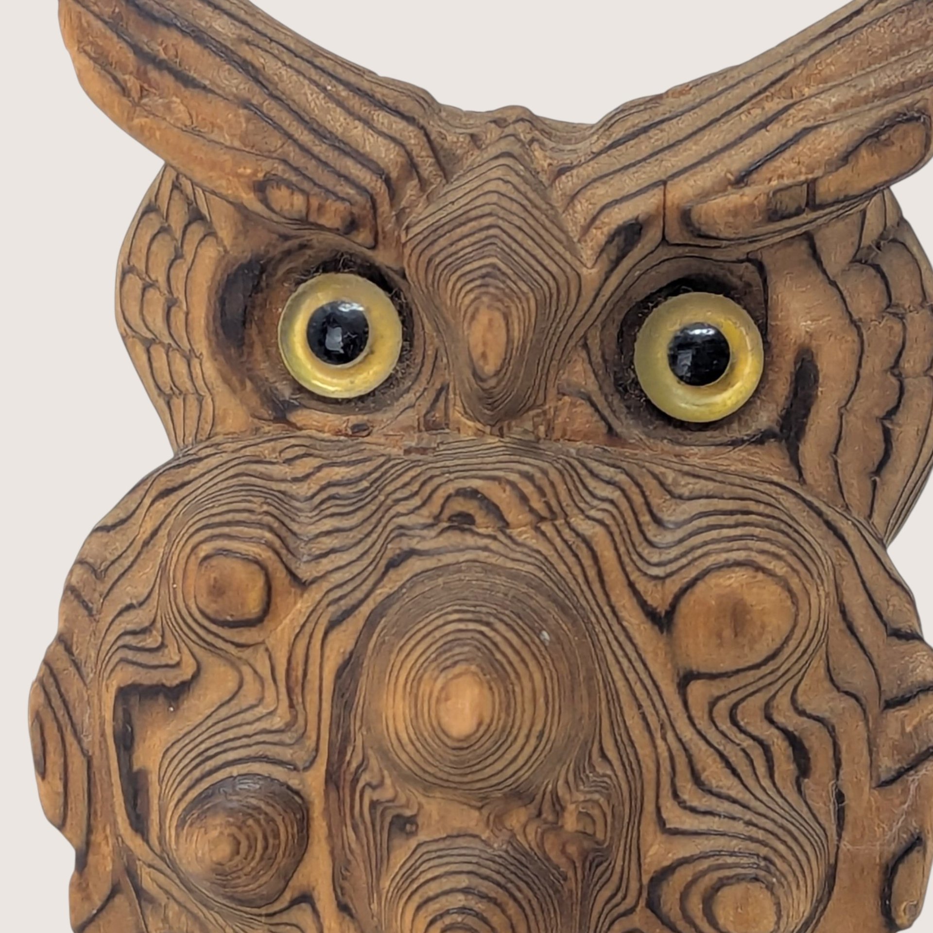 Vintage Exotic Wood Carved Owl Figurine