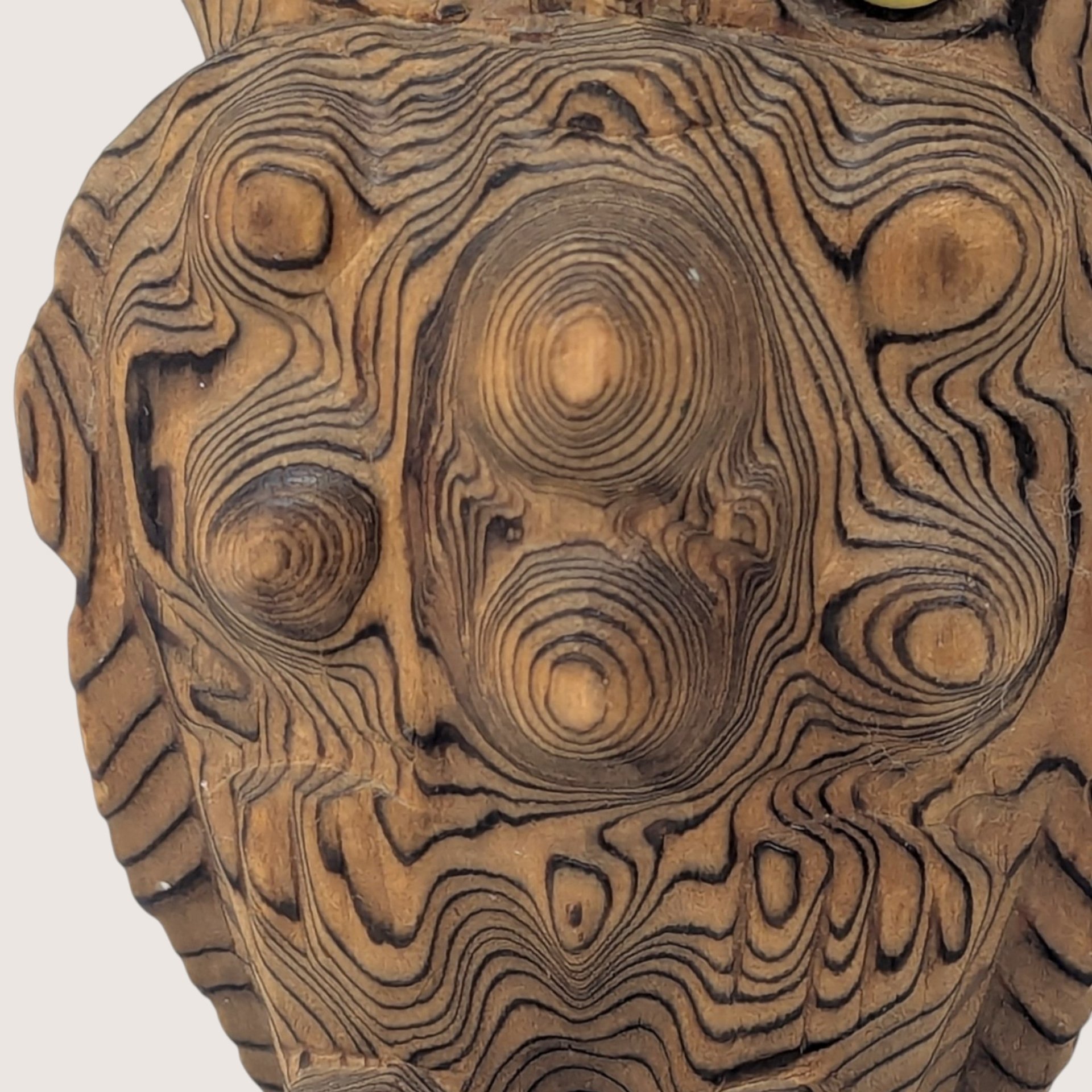 Vintage Exotic Wood Carved Owl Figurine