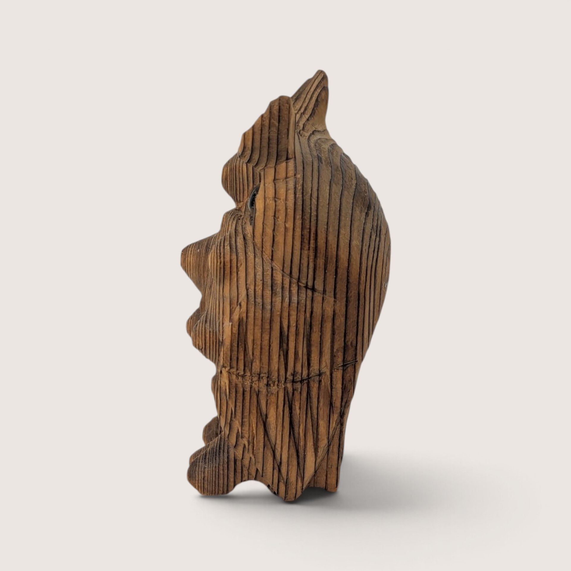 Vintage Exotic Wood Carved Owl Figurine