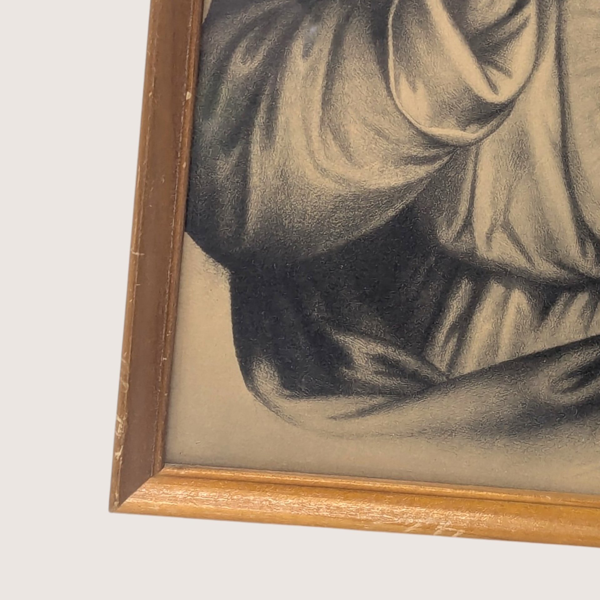 Vintage Sepia Tone Wood Framed Sacred Heart Jesus Print
