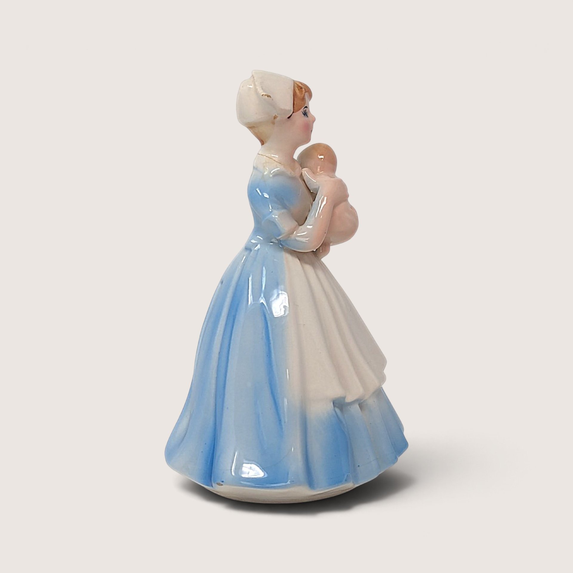 Vintage Porcelain Nurse With Baby Figurine