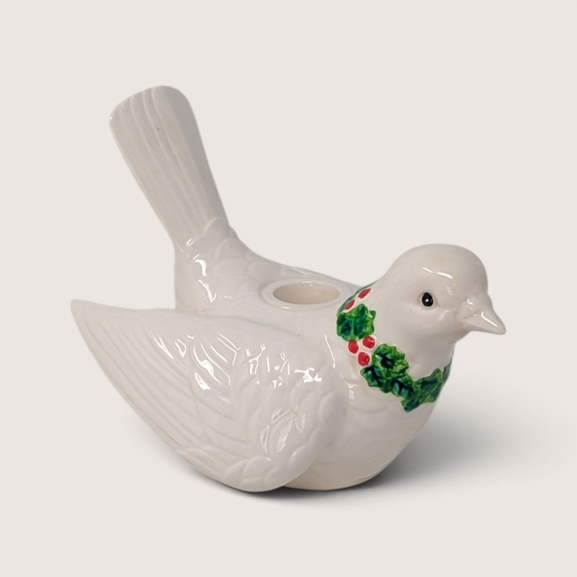 Vintage Fitz And Floyd Ceramic Christmas Dove Candle Holders