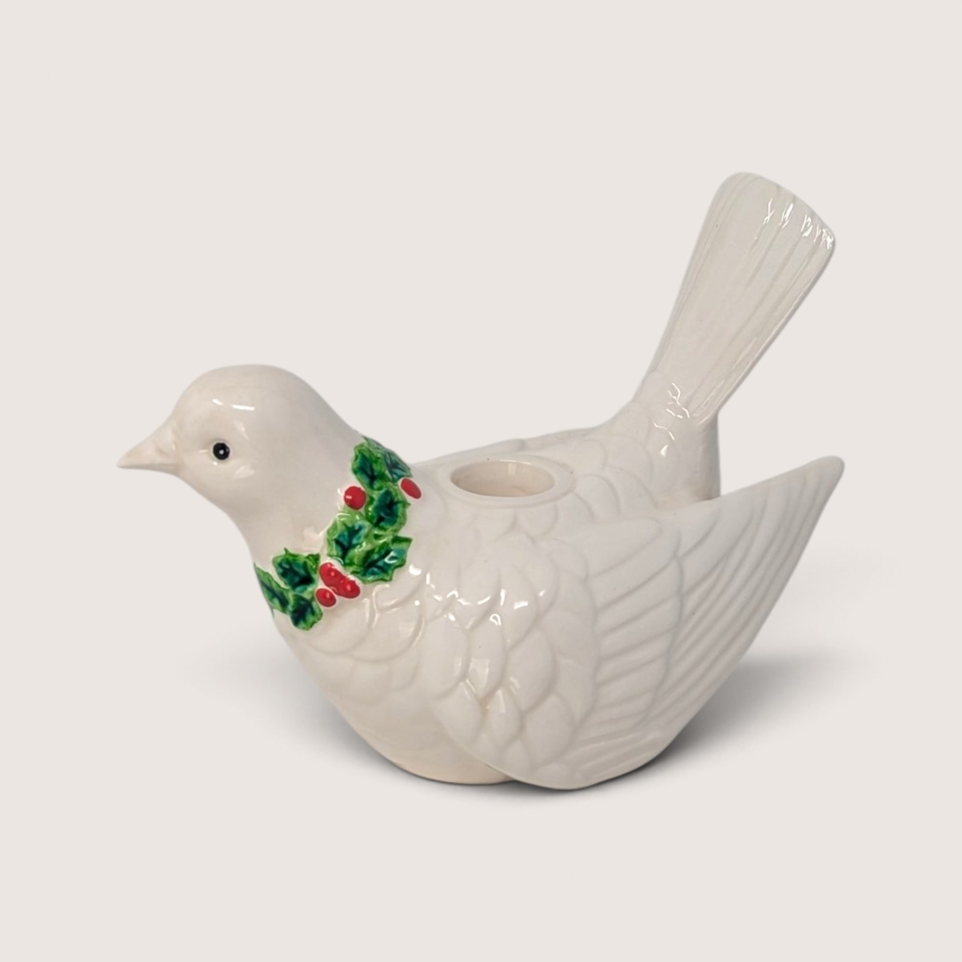Vintage Fitz And Floyd Ceramic Christmas Dove Candle Holders